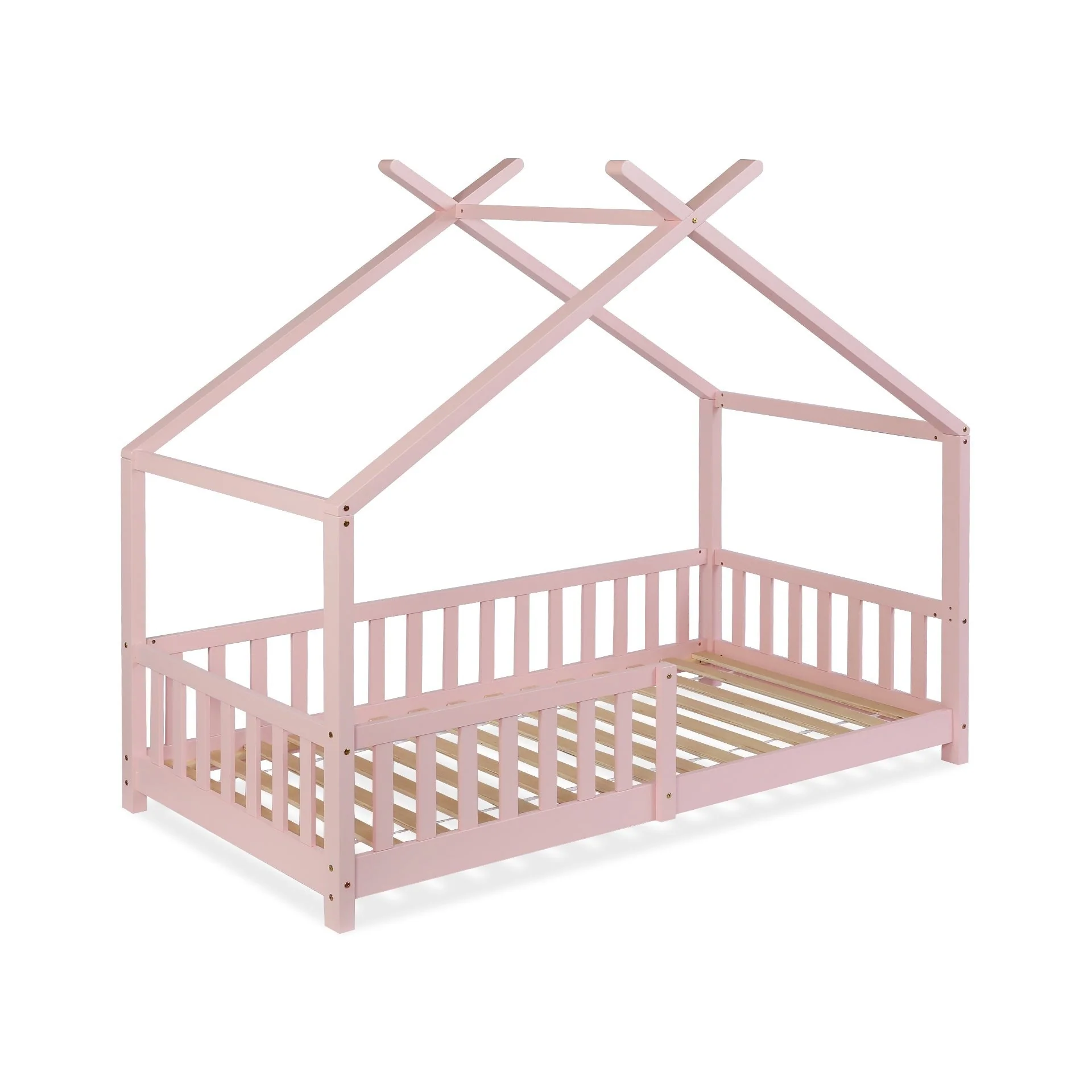 Minto Single Wooden House Bed Frame - Pink - Image 8