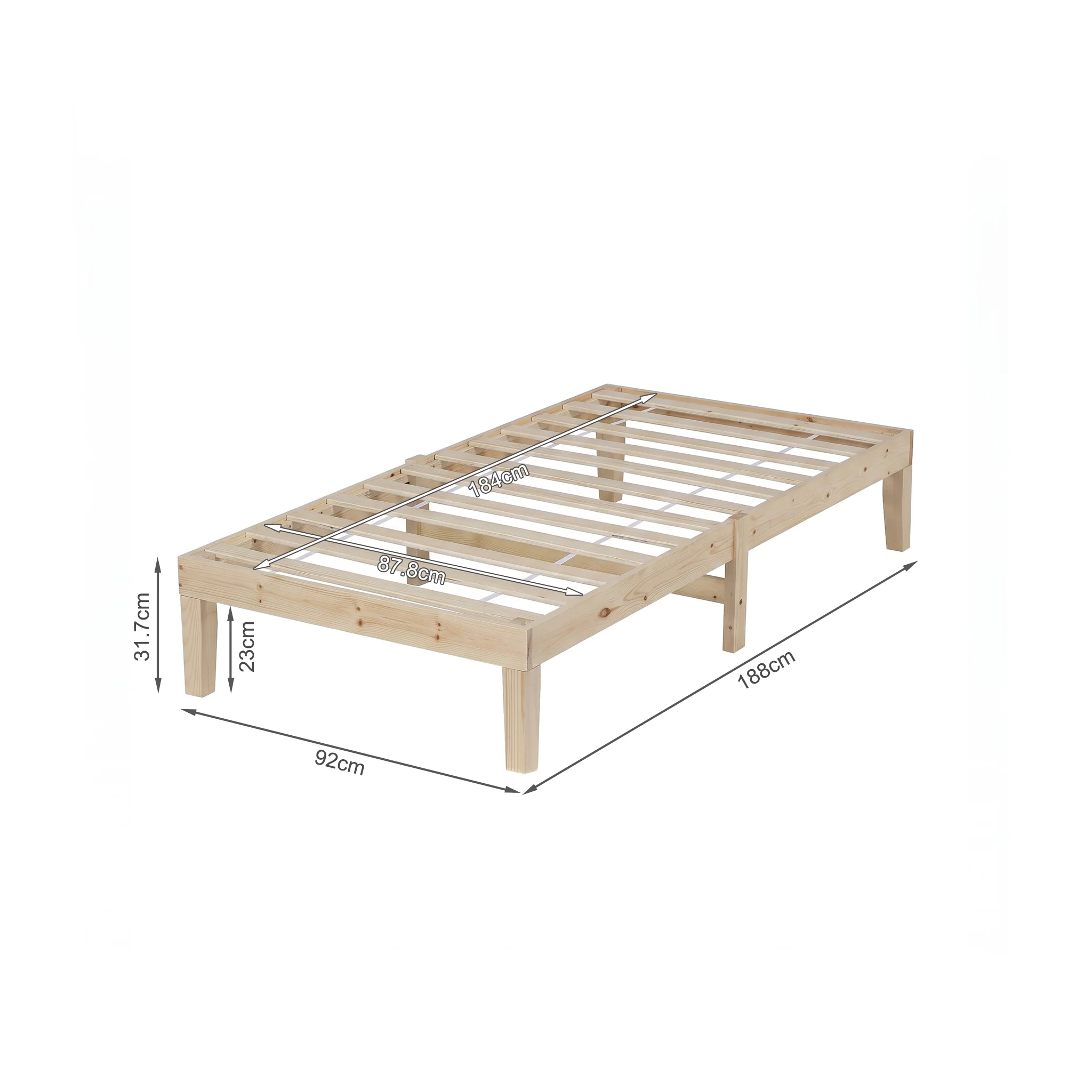 Miro Single Wooden Bed Frame - Natural - Image 13