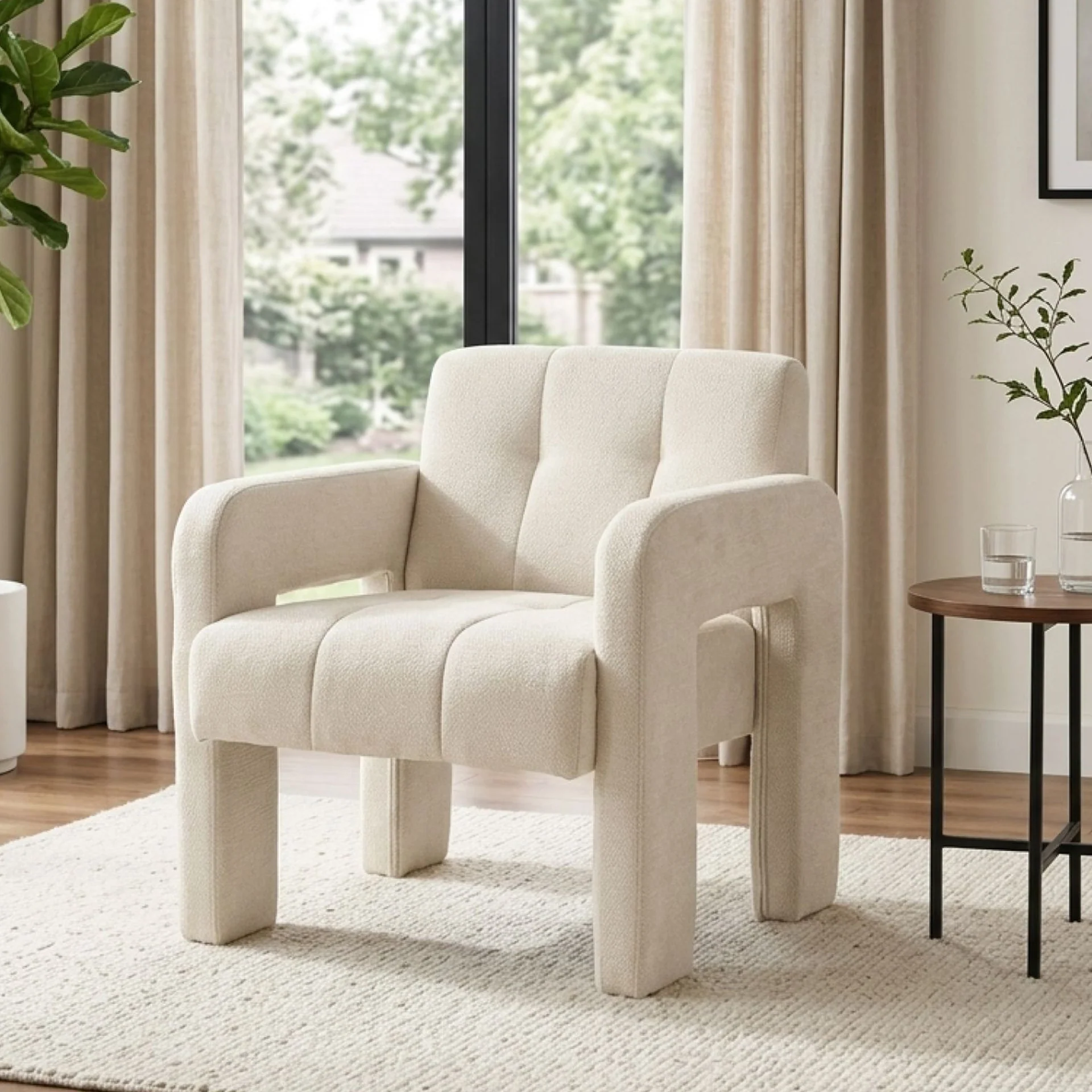 Mocha Chenille Armchair - Light Khaki - Image 5