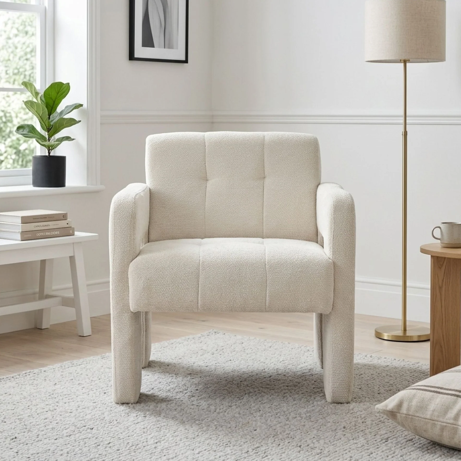 Mocha Chenille Armchair - Light Khaki - Image 6