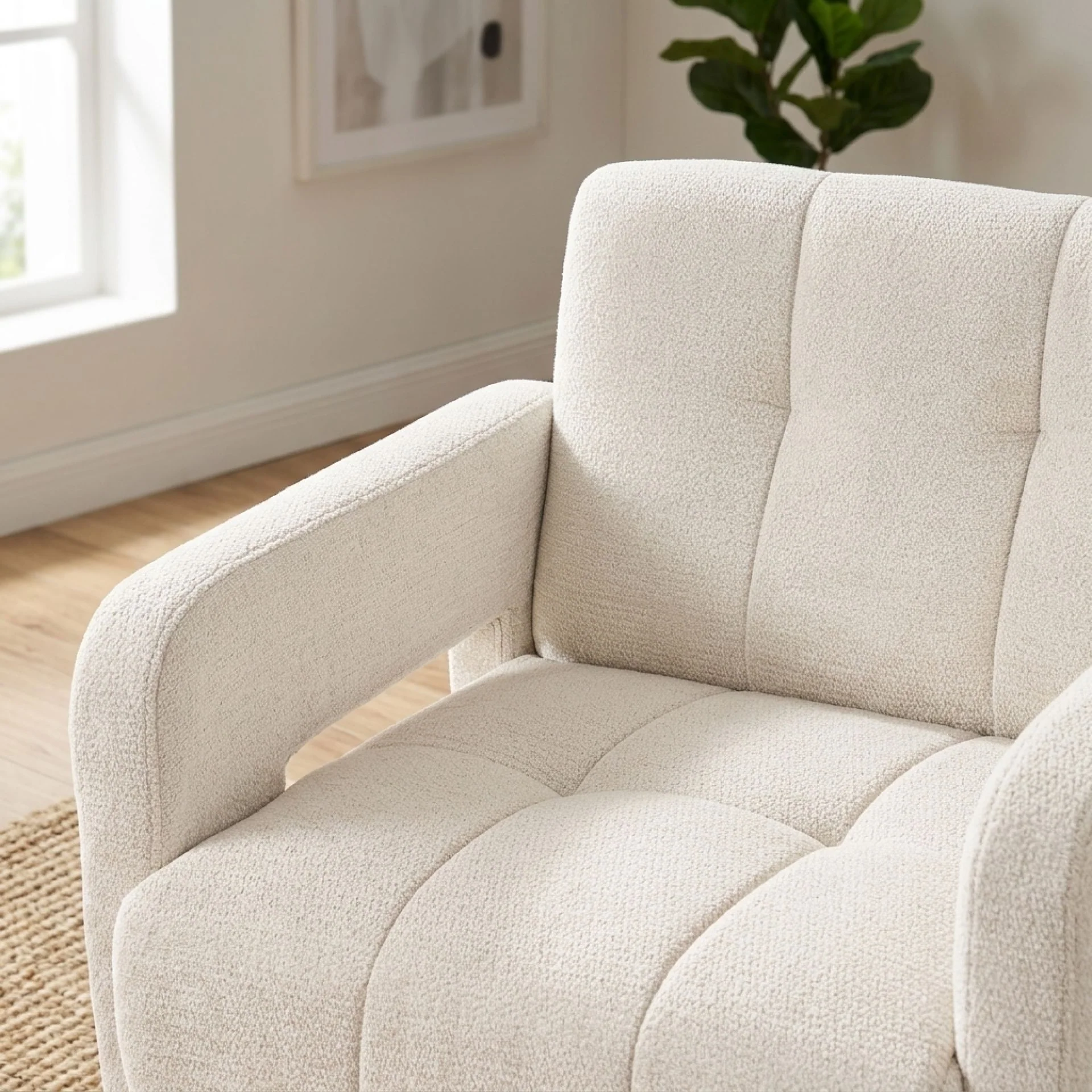 Mocha Chenille Armchair - Light Khaki - Image 8