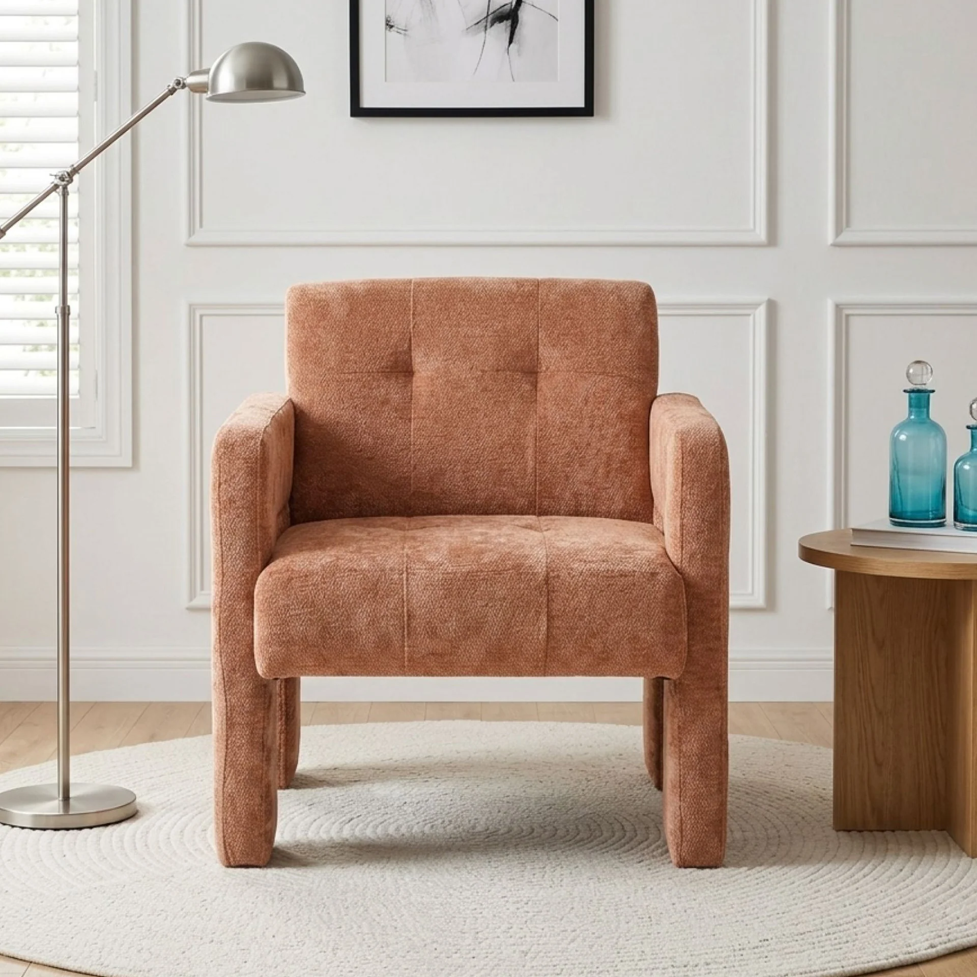 Mocha Chenille Armchair - Warm Clay - Image 5