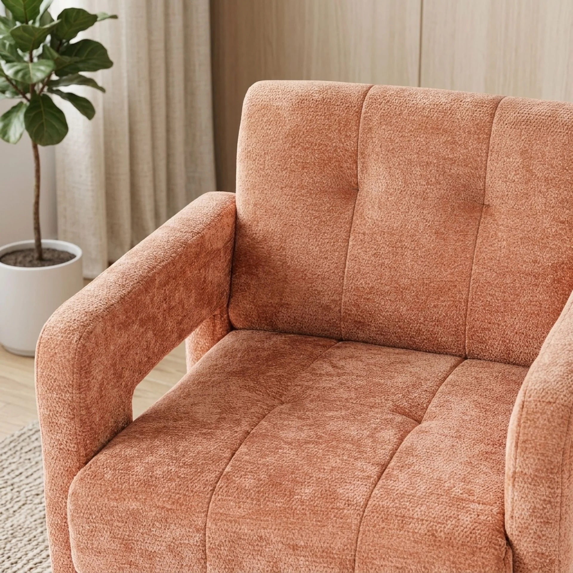 Mocha Chenille Armchair - Warm Clay - Image 6