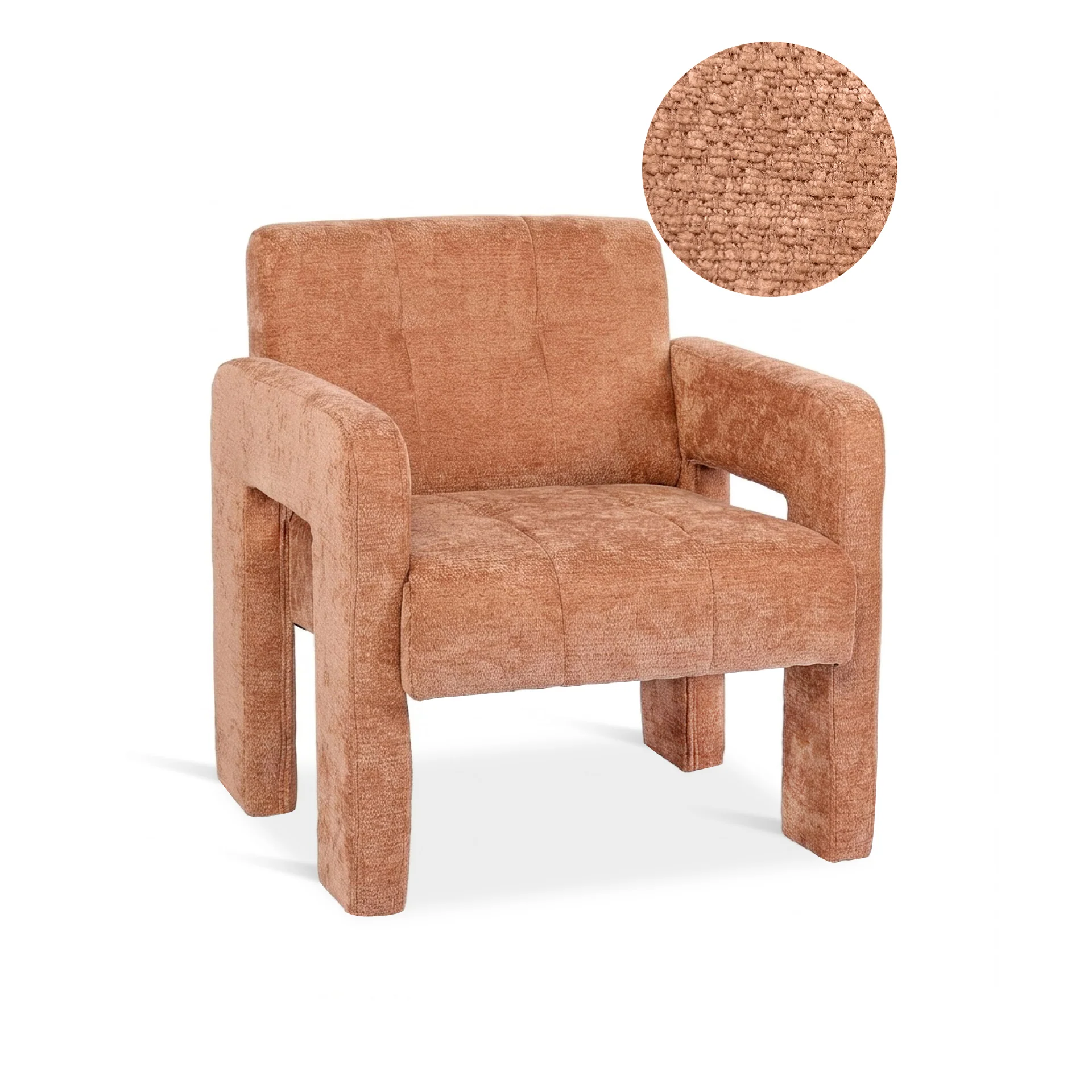 Mocha Chenille Armchair - Warm Clay - Image 8