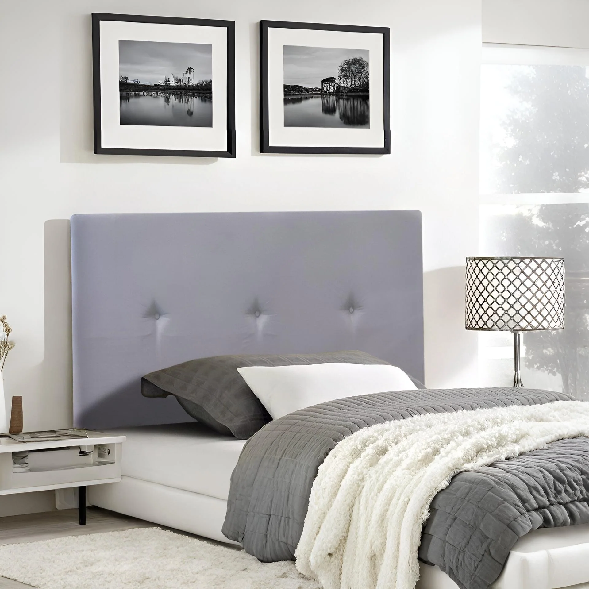 MORGAN Upholstered Headboard Single - GREY - Image 3