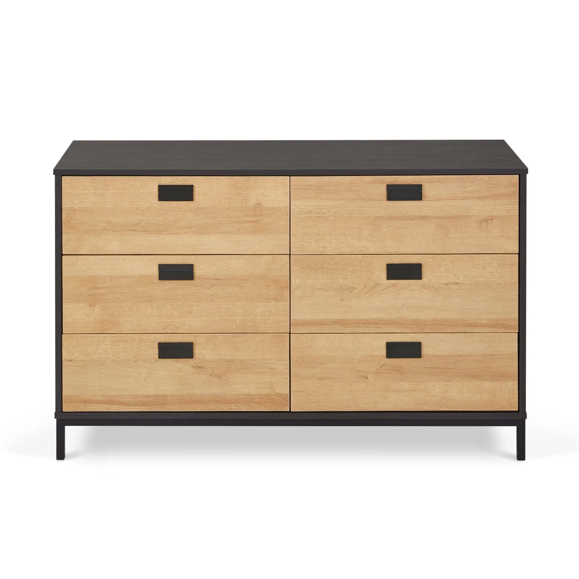 Morris Wooden Low Boy 6 Drawers - Oak - Image 4