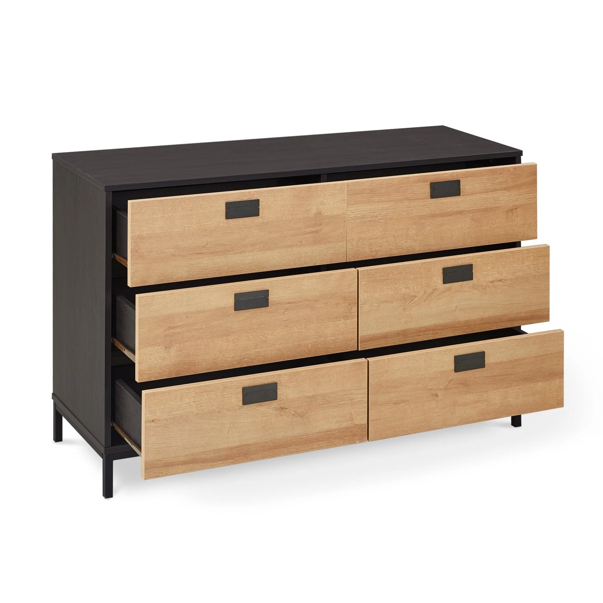 Morris Wooden Low Boy 6 Drawers - Oak - Image 5