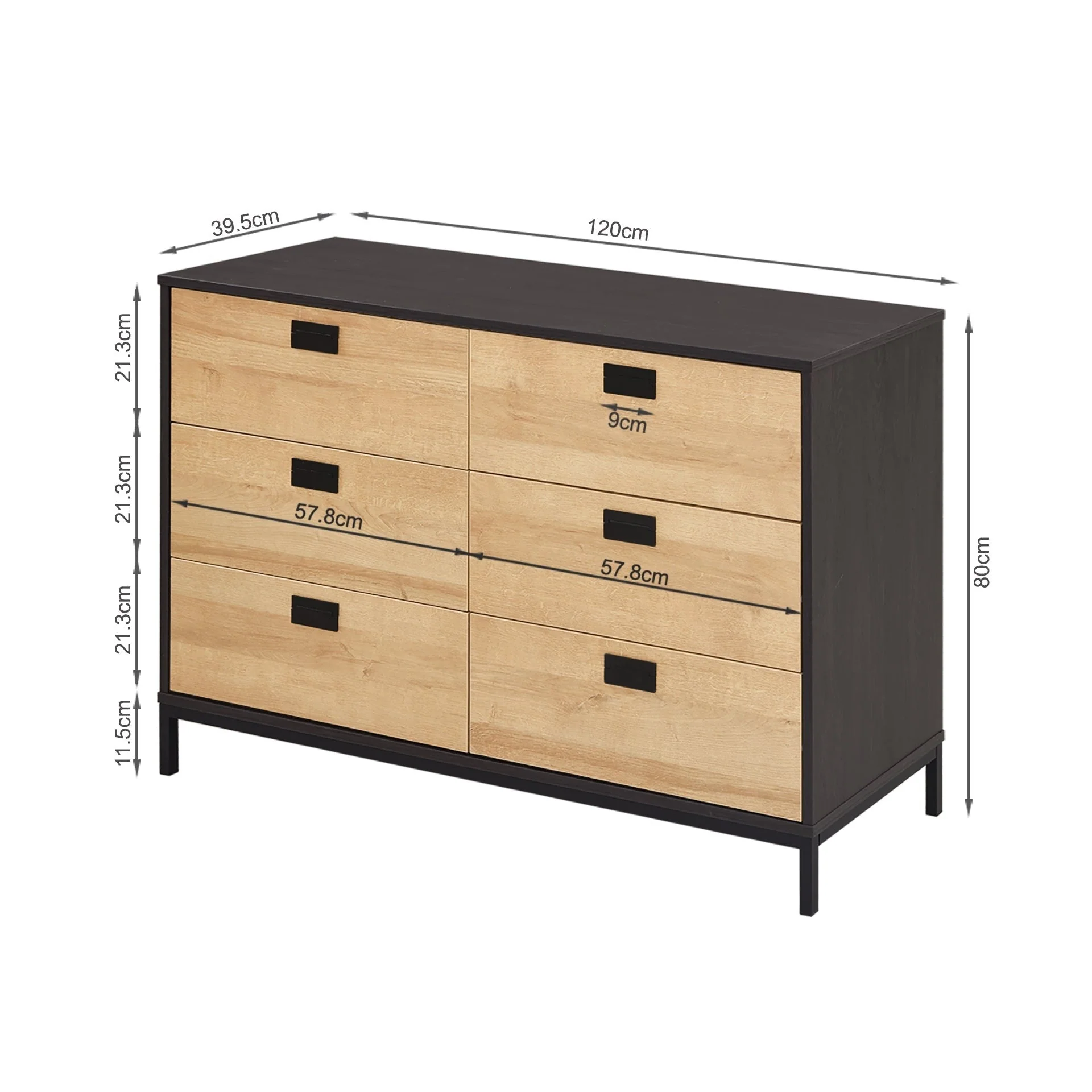 Morris Wooden Low Boy 6 Drawers - Oak - Image 9
