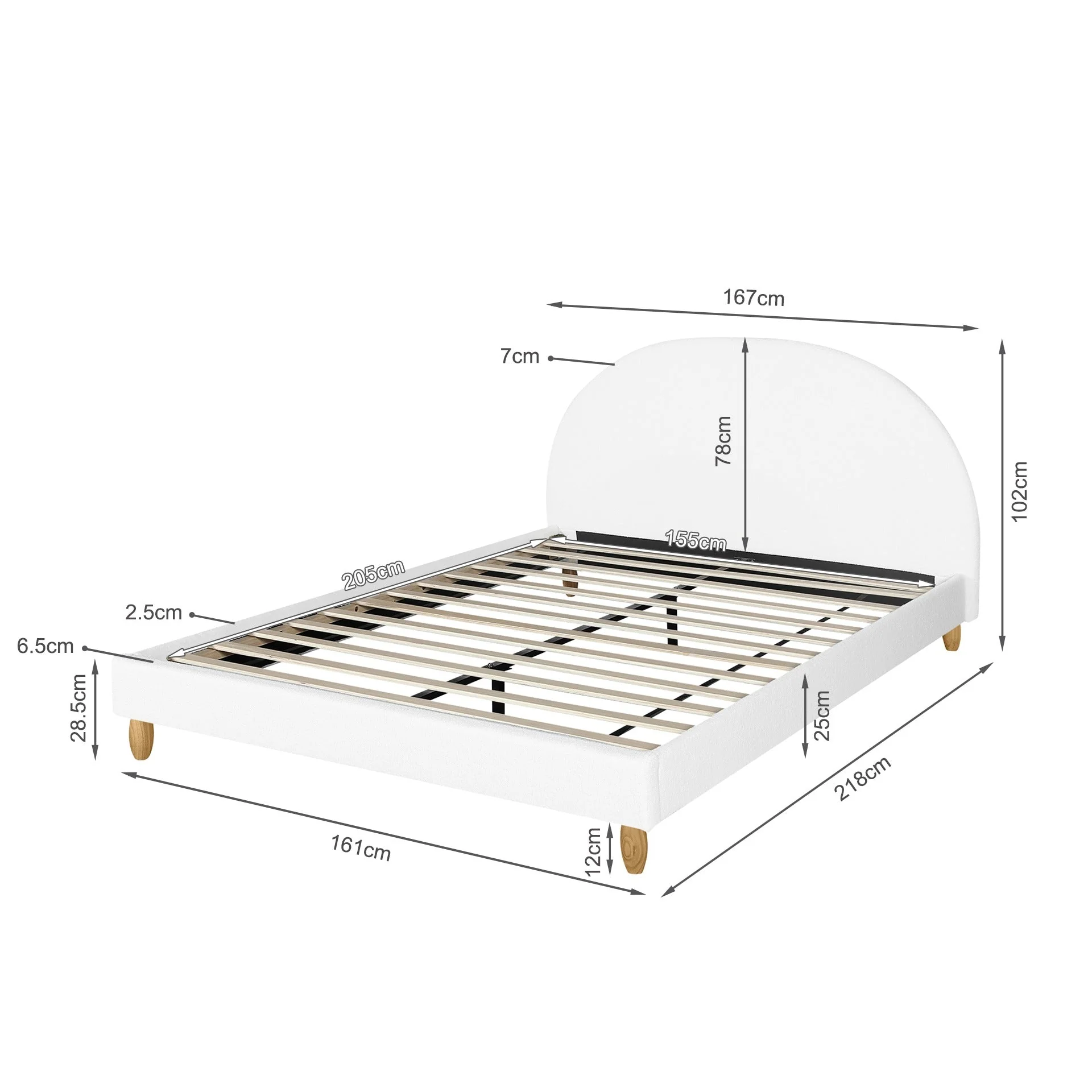 Moruisg Boucle Queen Bed Frame - White - Image 9