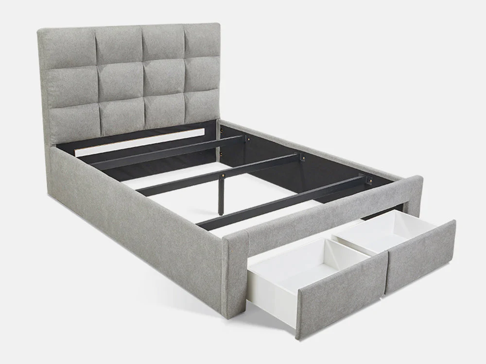 MUSALA Queen Bed Frame with Storage - LIGHT GREY - Image 6