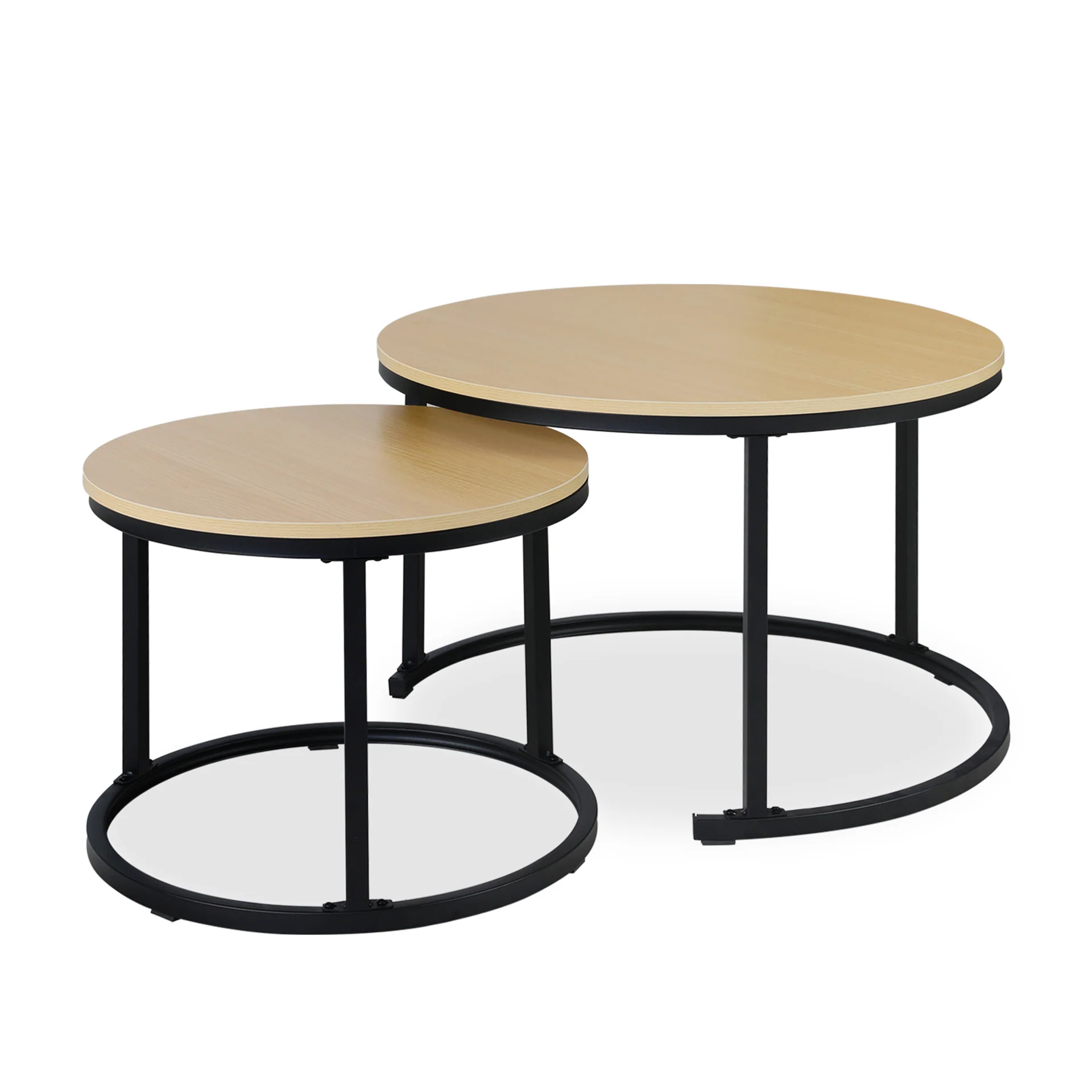 Nasser Nesting Coffee Table - Set of 2 - Natural + Black - Image 5