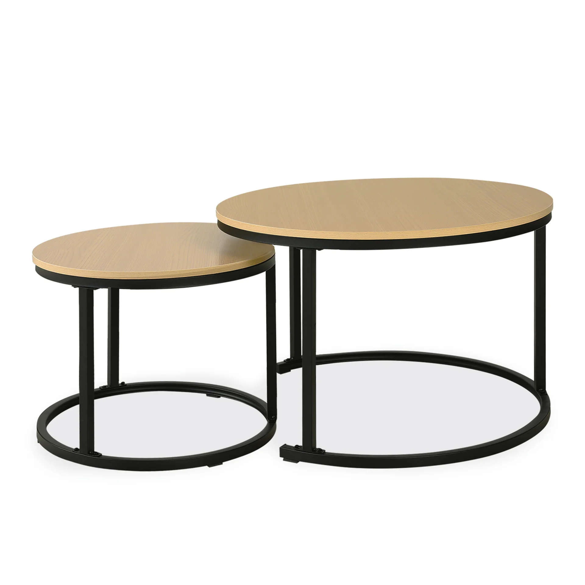 Nasser Nesting Coffee Table - Set of 2 - Natural + Black - Image 6