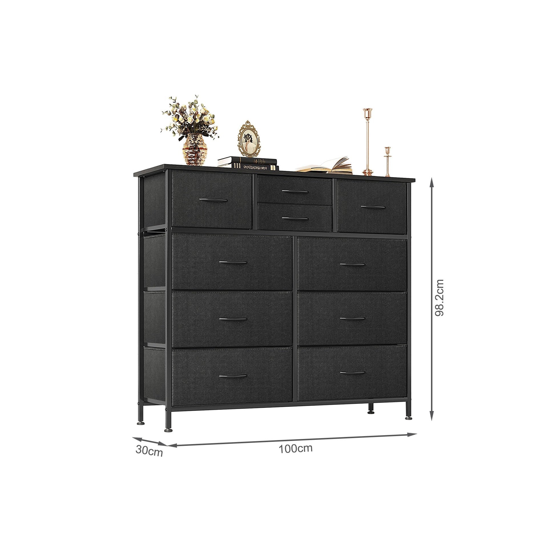 Natalia 10 Drawers Lowboy Chest Dresser - Dark Grey - Image 11