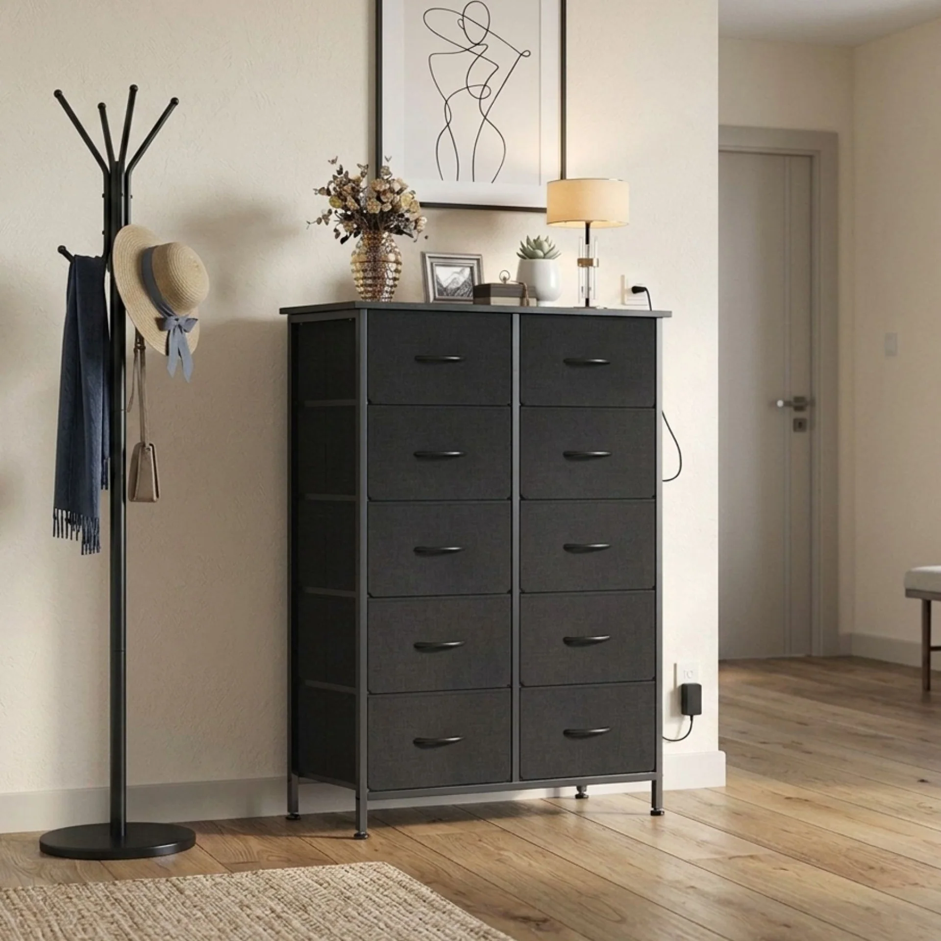 Natalia 10 Drawers Tallboy - Dark Grey - Image 3