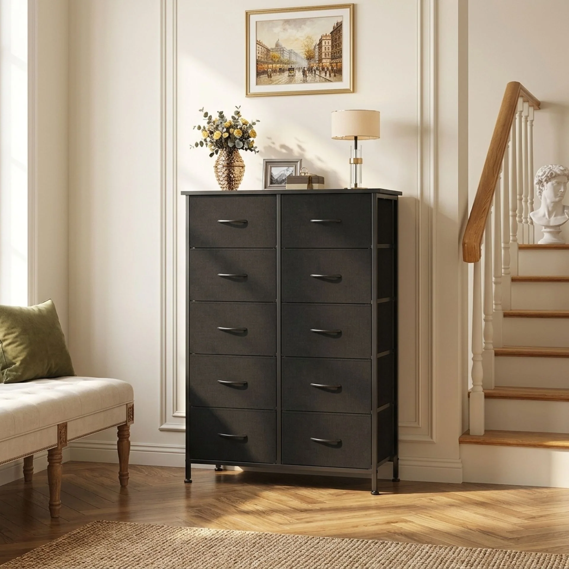 Natalia 10 Drawers Tallboy - Dark Grey - Image 4