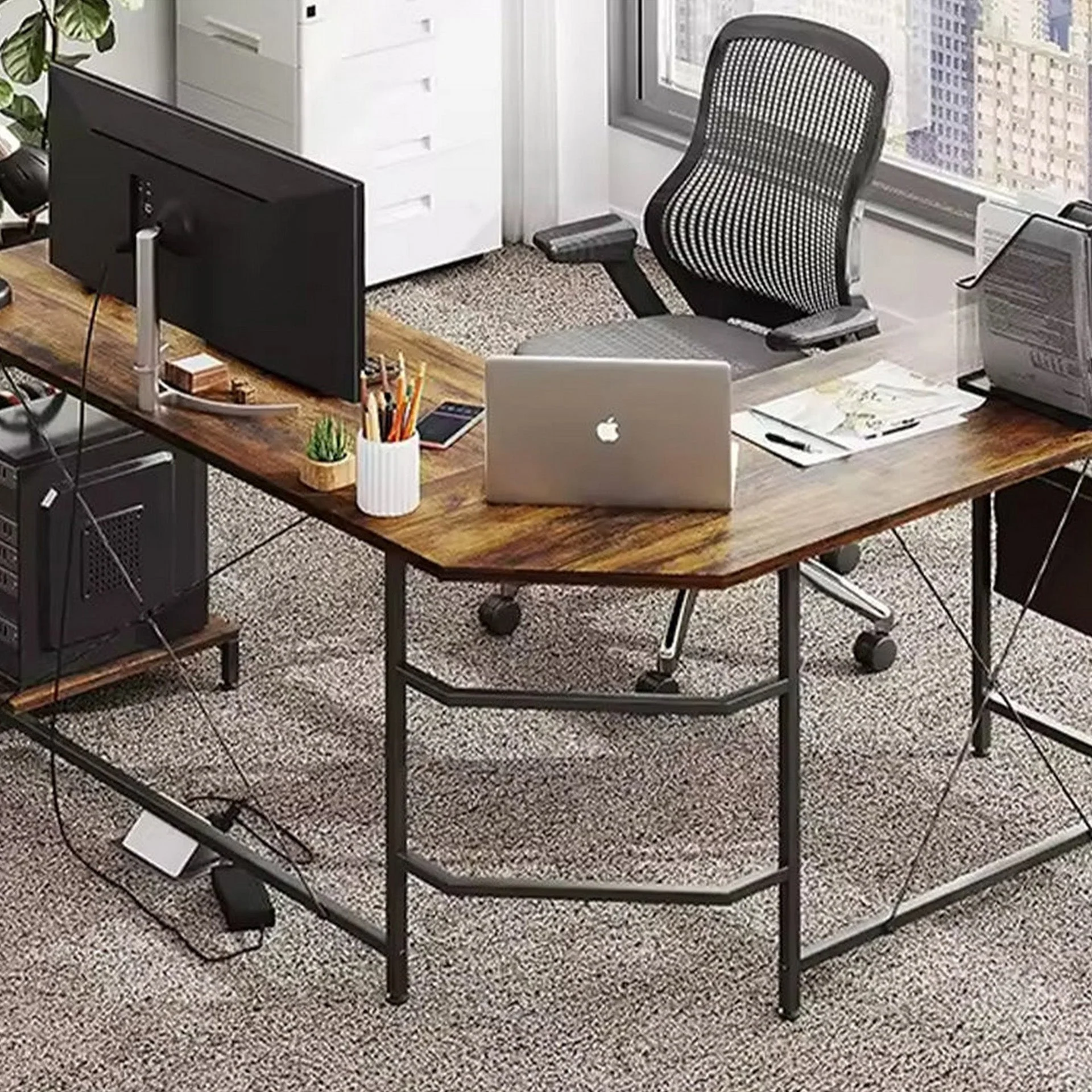 Niko Computer Corner Desk - Rustic Brown - Image 2
