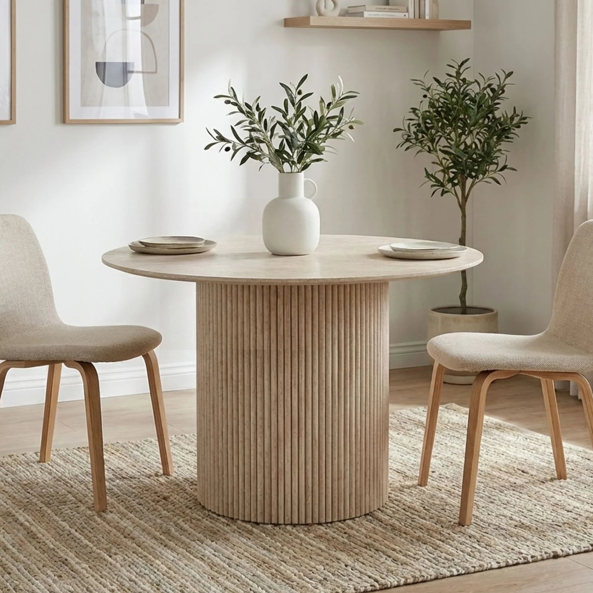 Nile Round Dining Table 120cm - Travertine - Image 3
