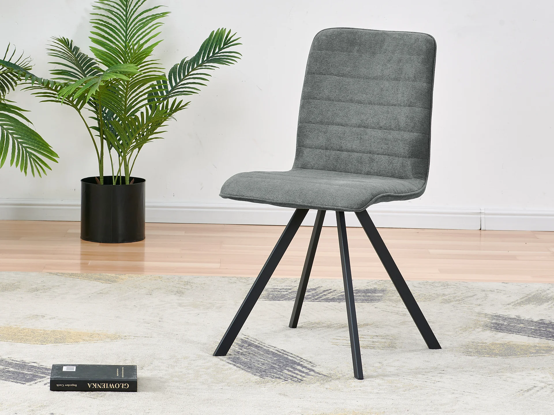 NOELLE 4PCS Upholstered Dining Chair - LIGHT GREY - Image 4