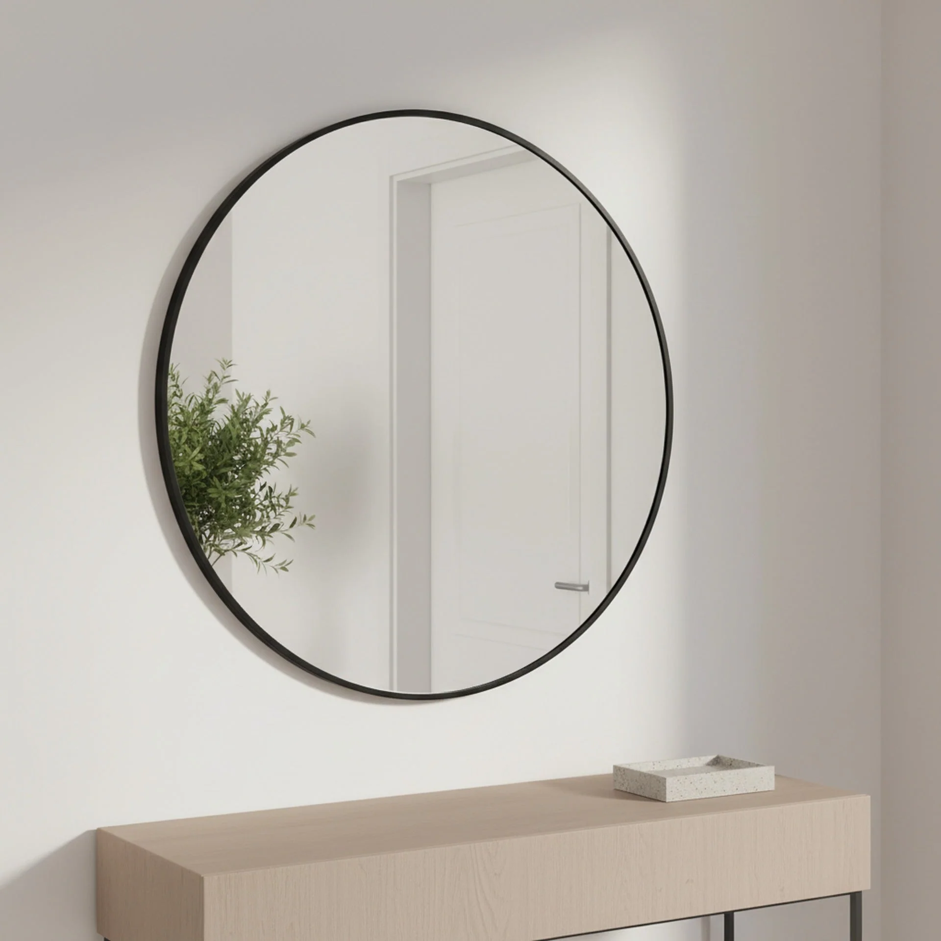 Nova Round Metal Framed Wall Mirror 70cm - Black - Image 2