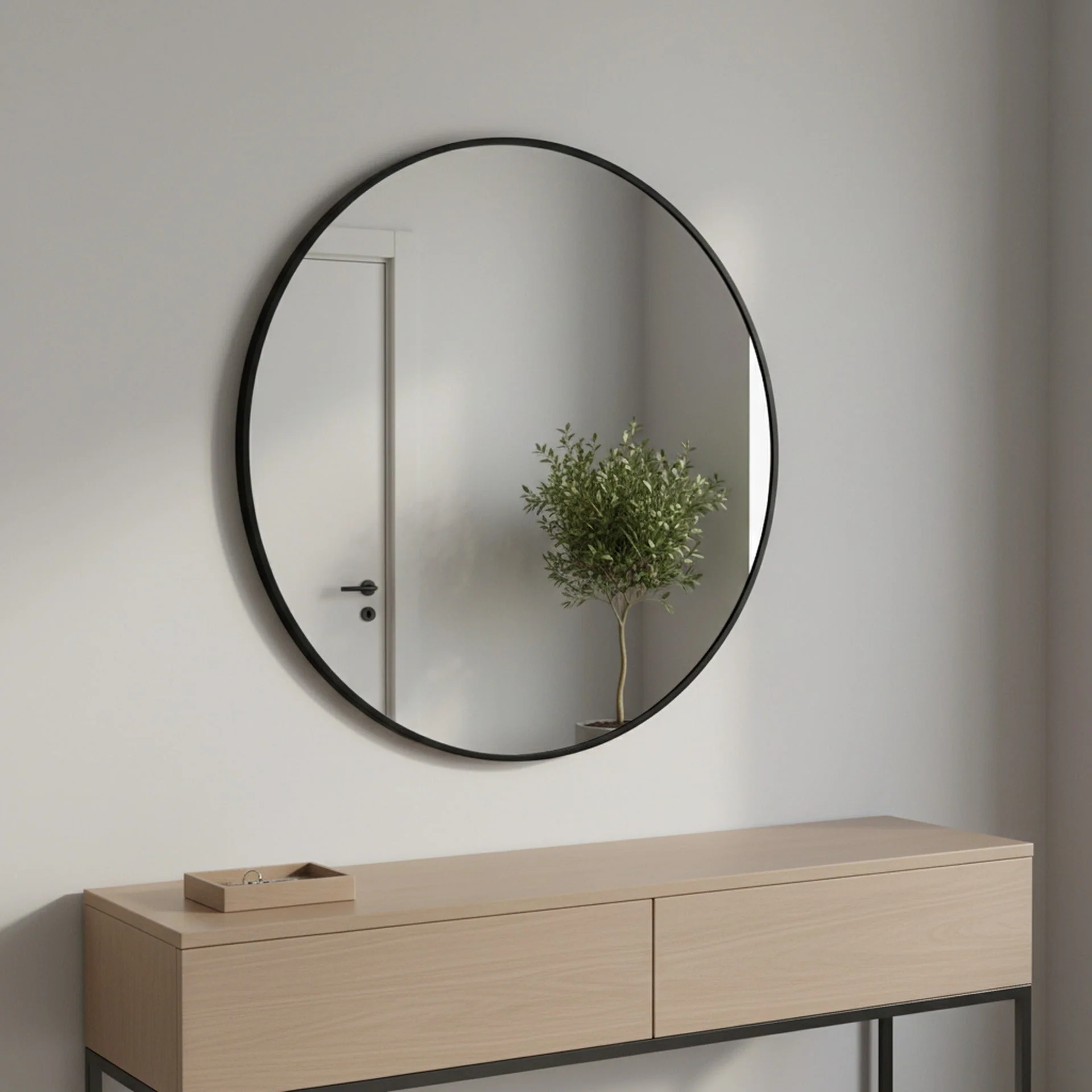 Nova Round Metal Framed Wall Mirror 70cm - Black - Image 6