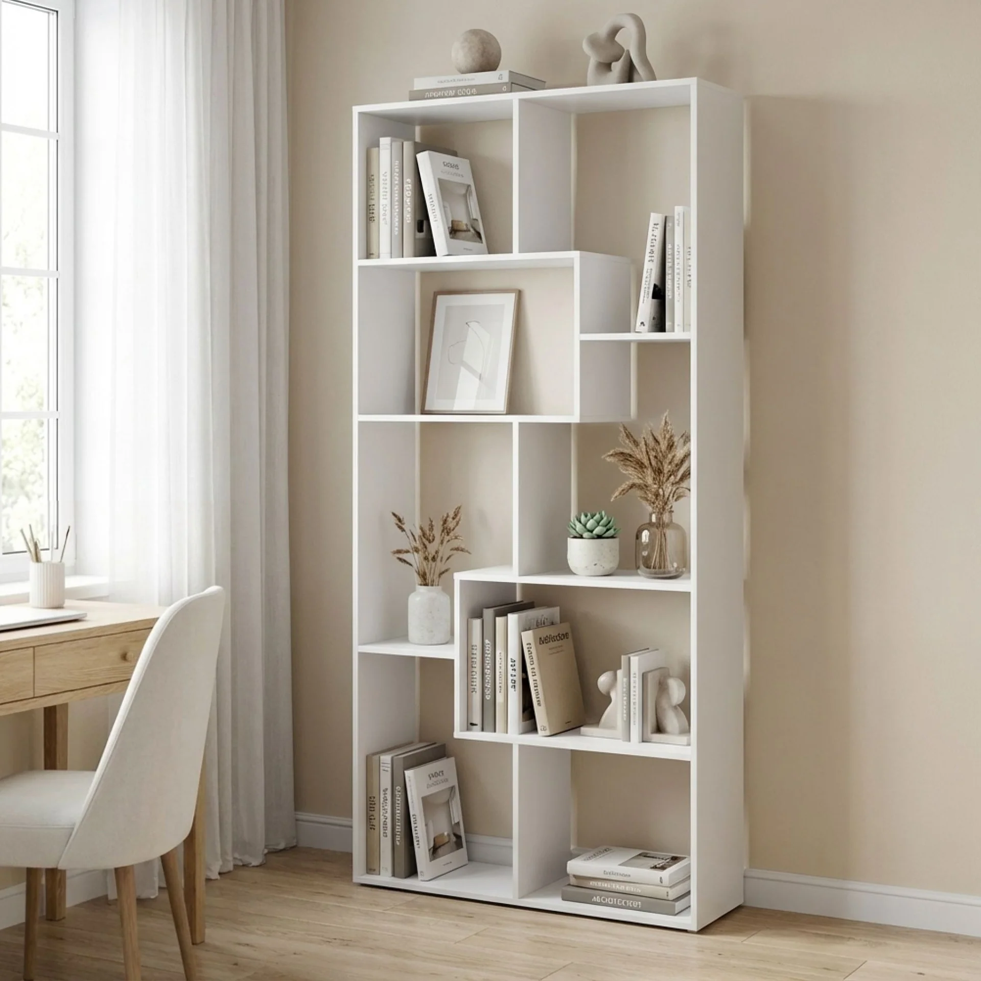 Oakon Bookshelf Display Shelf - White - Image 2