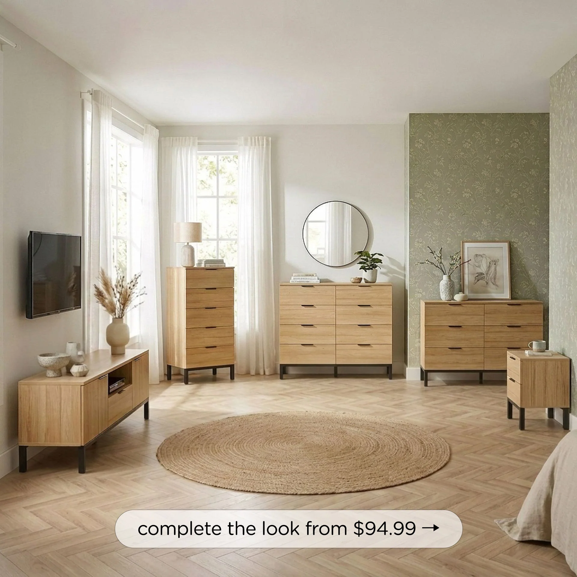 Ocala Wooden Bedside Table - Oak - Image 5