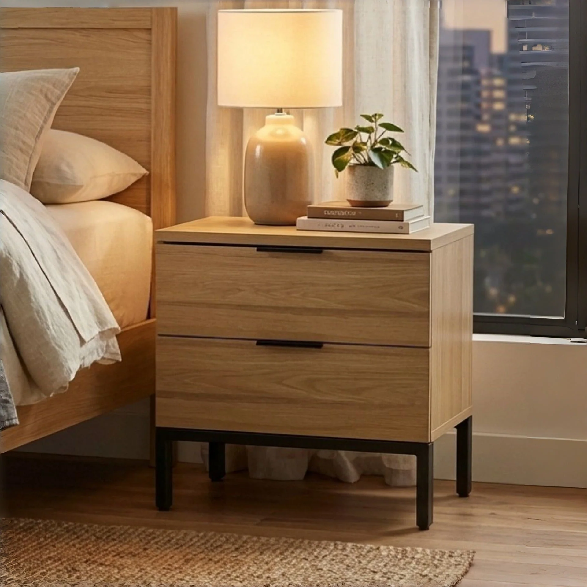 Ocala Wooden Bedside Table - Oak - Image 9