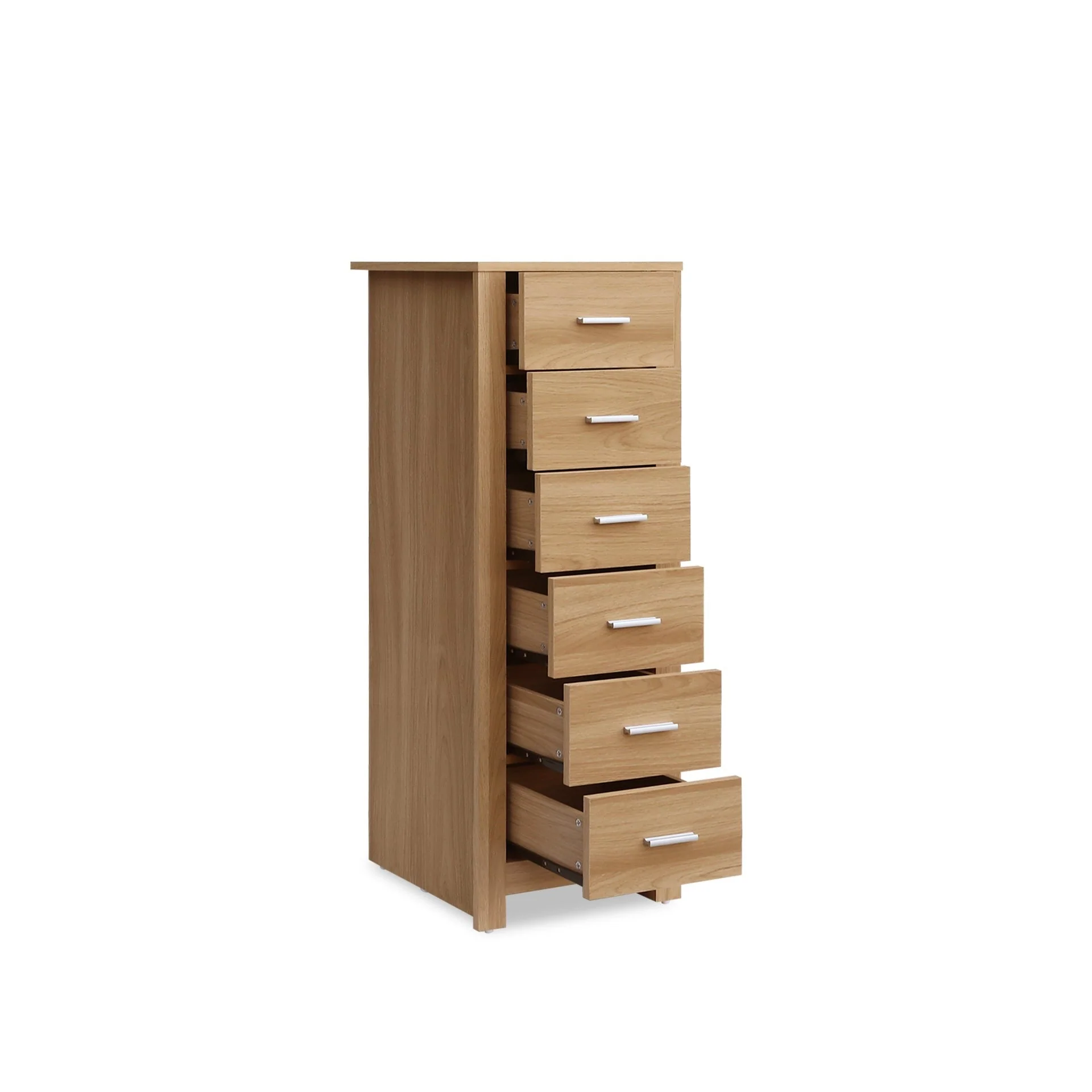 Olsen 6 Drawers Slim Tallboy - Oak - Image 9