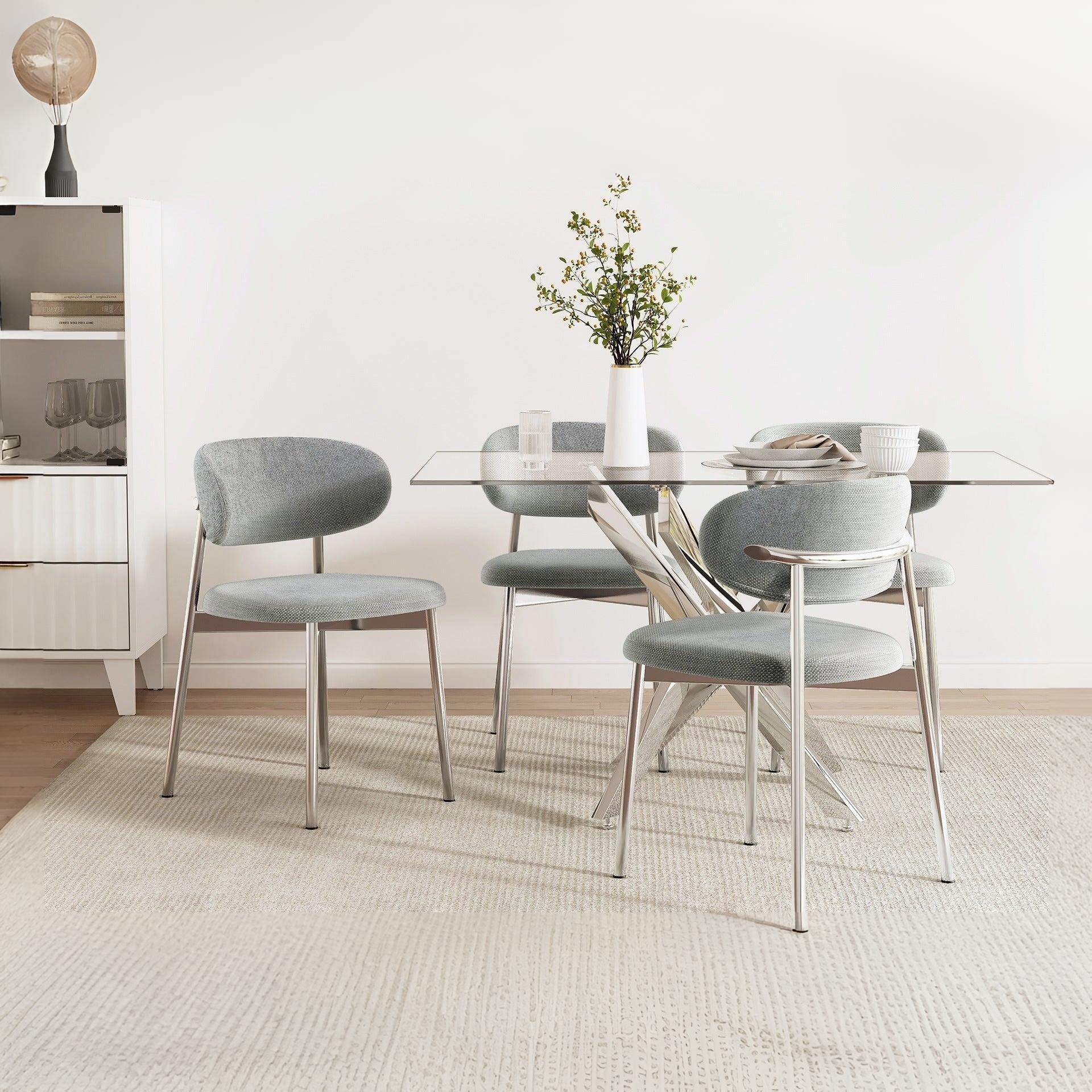 Onyx Fabric Dining Chair - Set of 4 - Grey - Image 2
