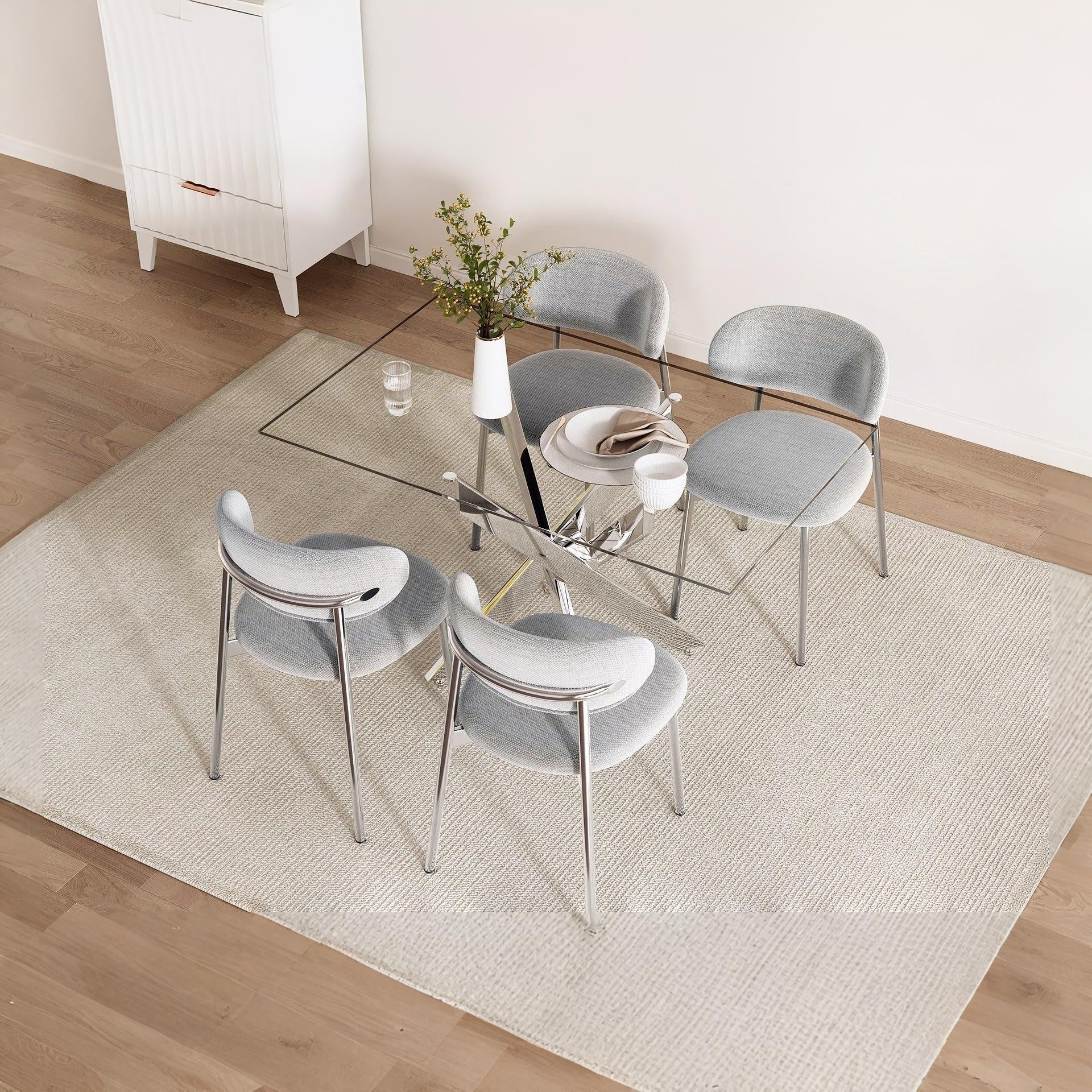 Onyx Fabric Dining Chair - Set of 4 - Grey - Image 3