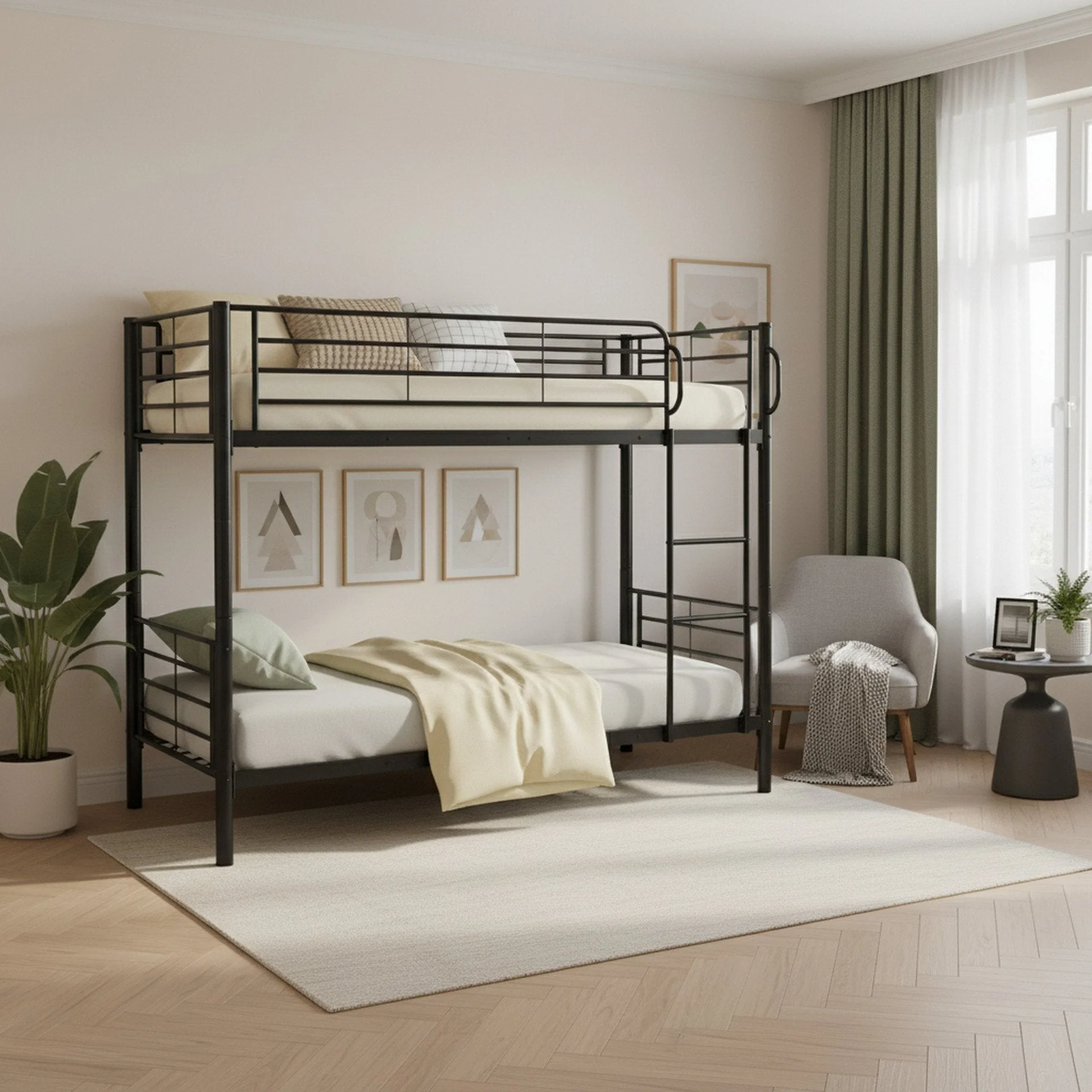 Owen Single Metal Bunk Bed Frame - Black