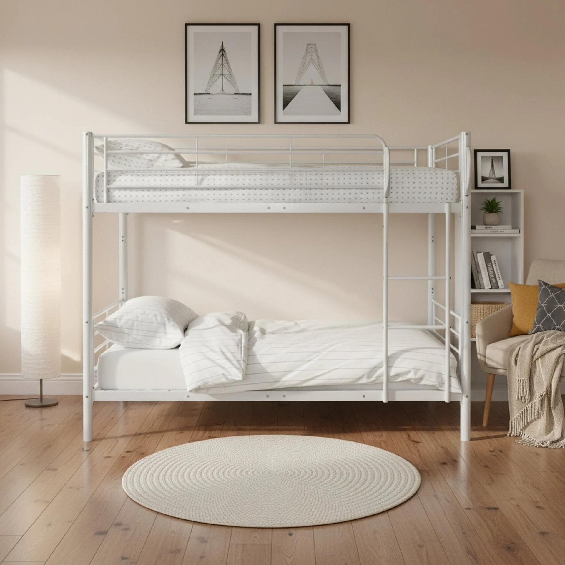 Owen Single Metal Bunk Bed Frame - White - Image 3