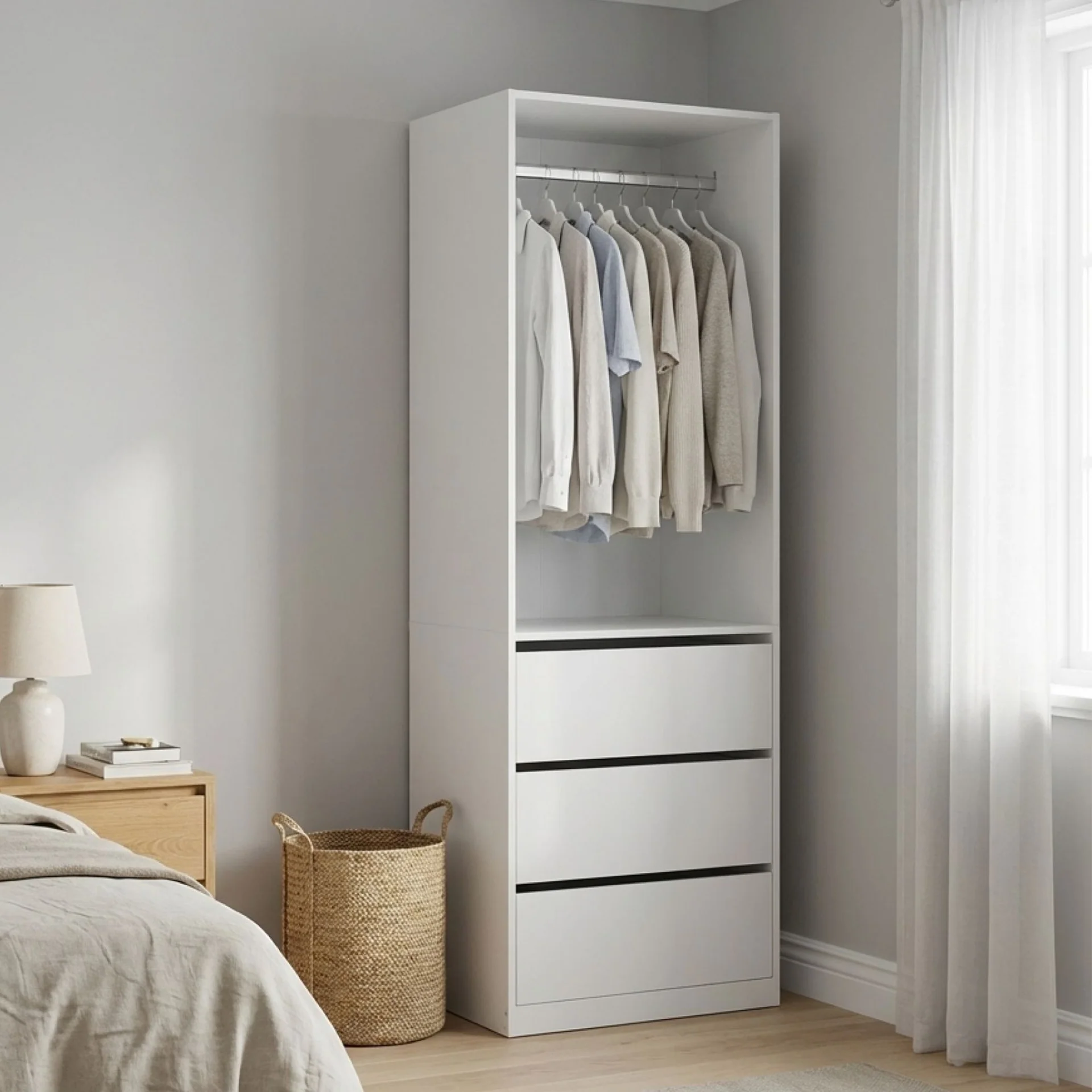 Payette 3 Drawer Wardrobe - White - Image 4