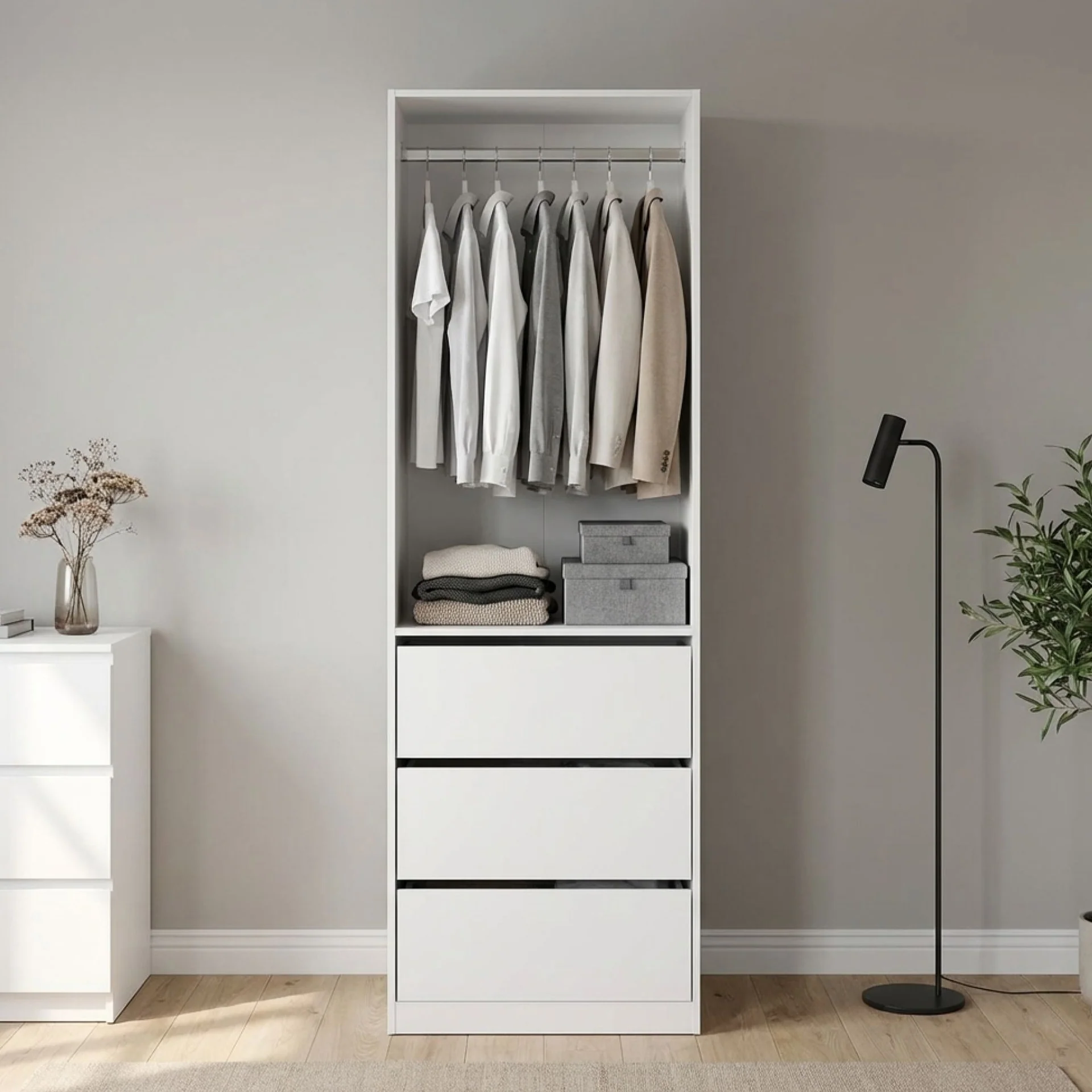 Payette 3 Drawer Wardrobe - White - Image 5