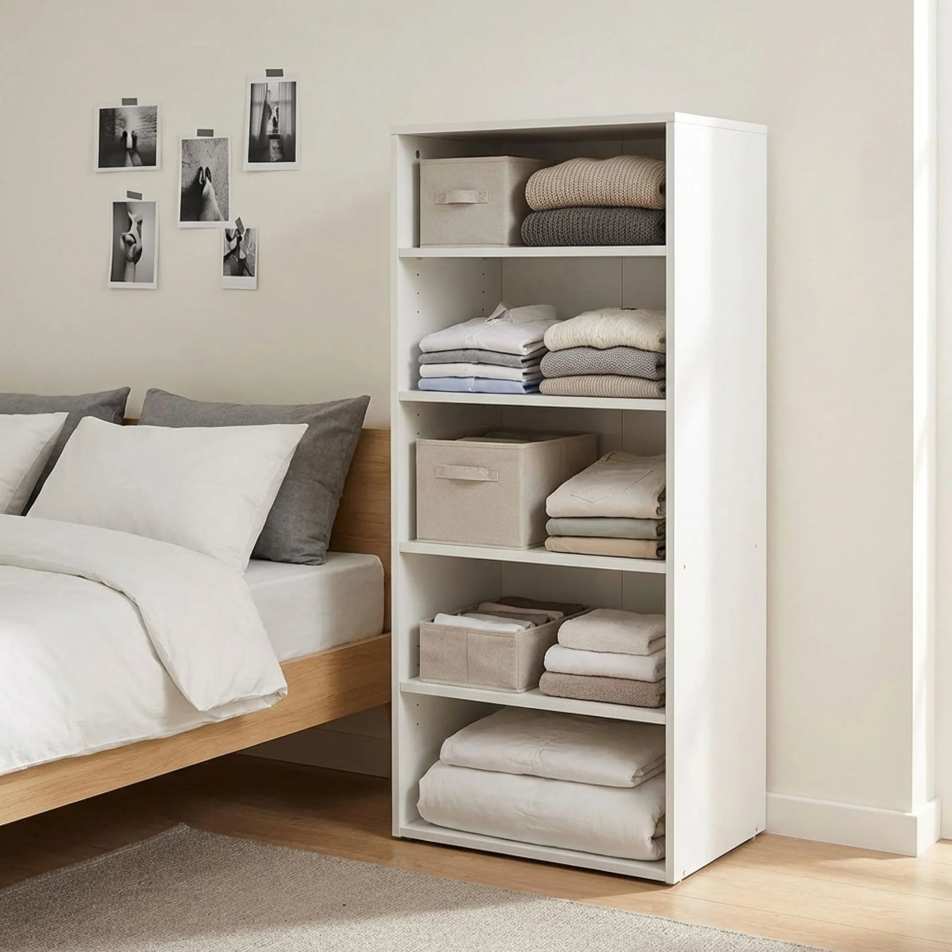 Payette 5 Shelf Wardrobe - White - Image 3
