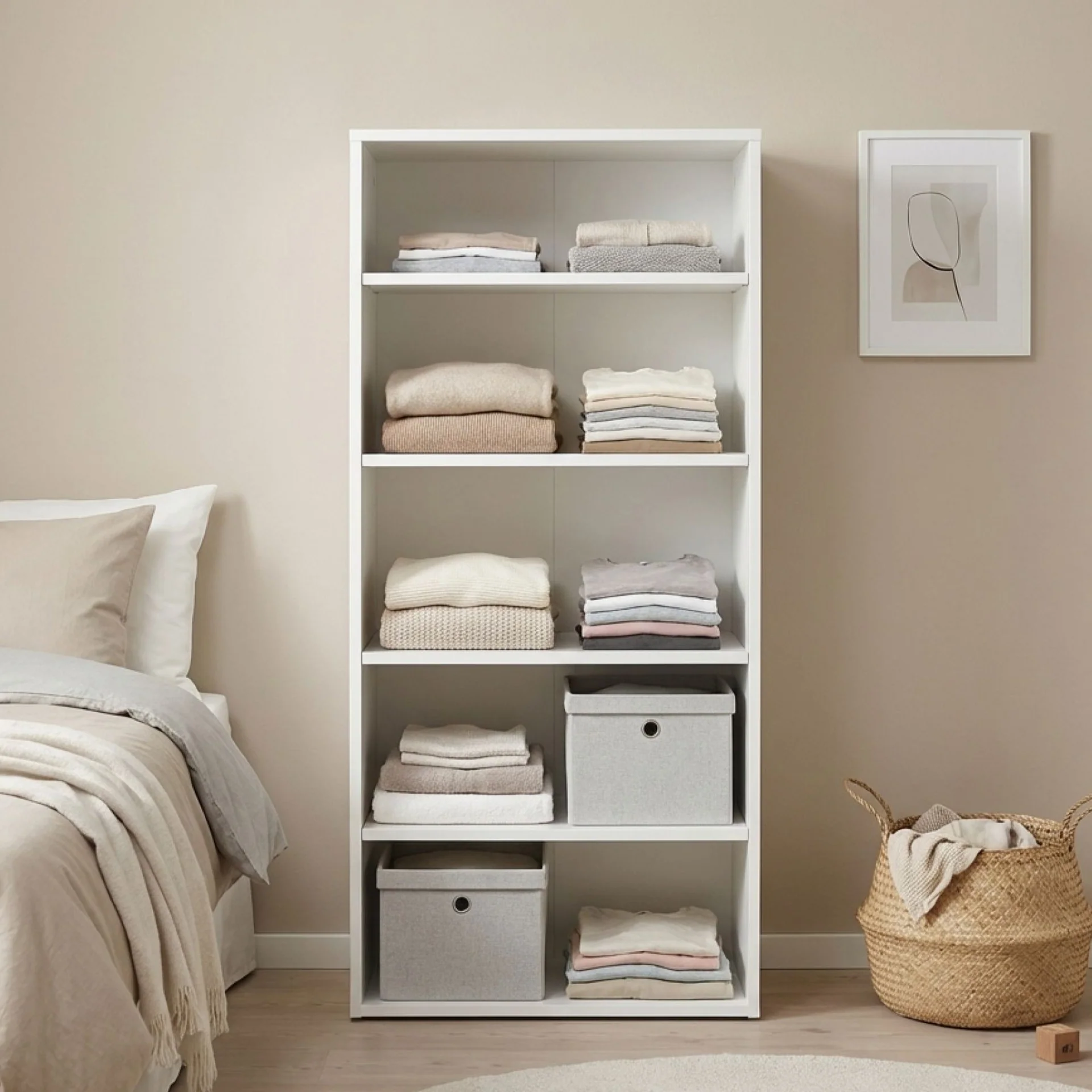 Payette 5 Shelf Wardrobe - White - Image 5