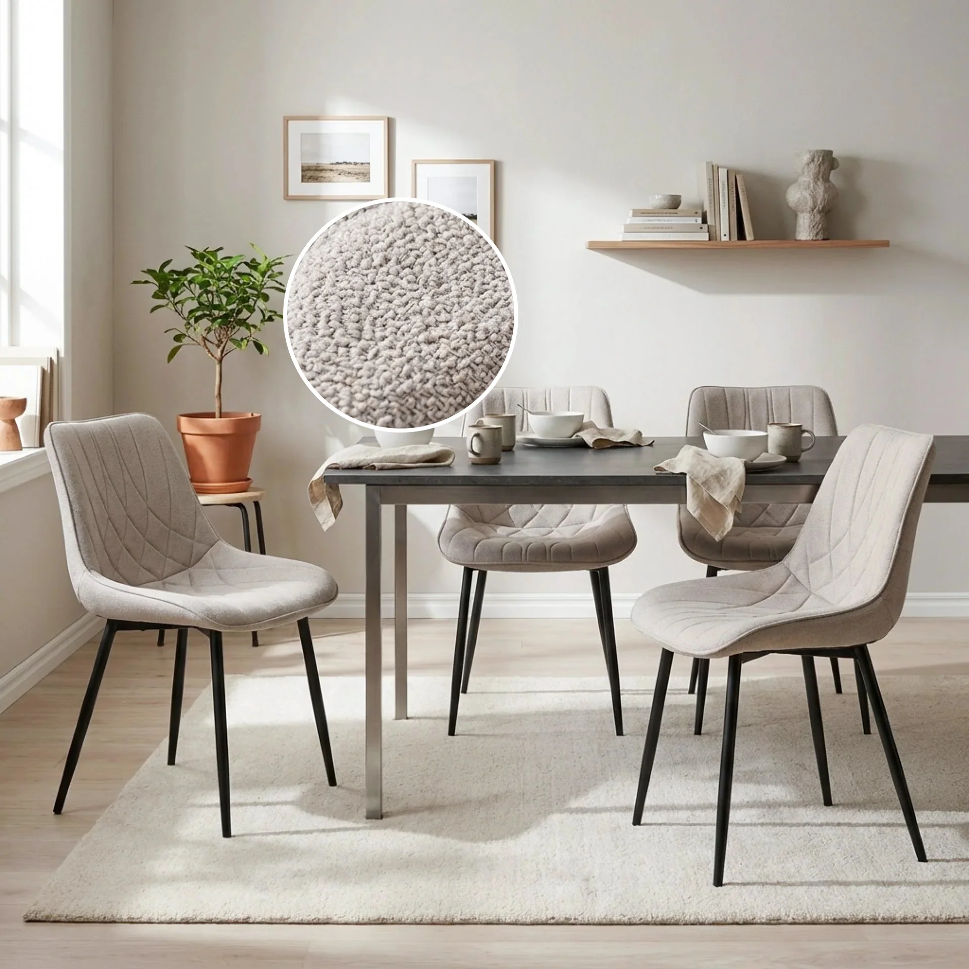 Payton Fabric Dining Chair - Set of 4 - Light Grey - Image 2