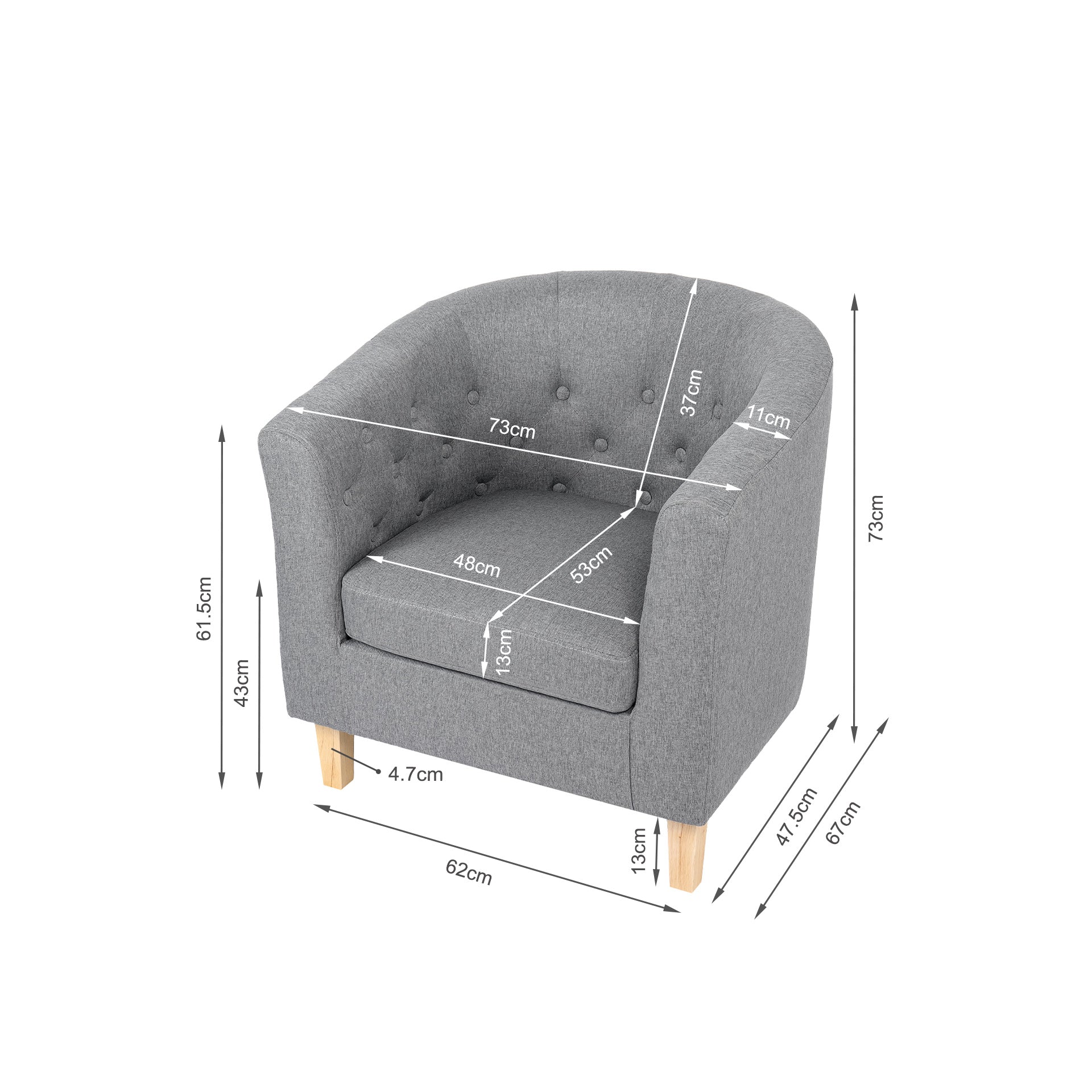 Pebble Wraparound Linen Armchair - Light Grey - Image 14