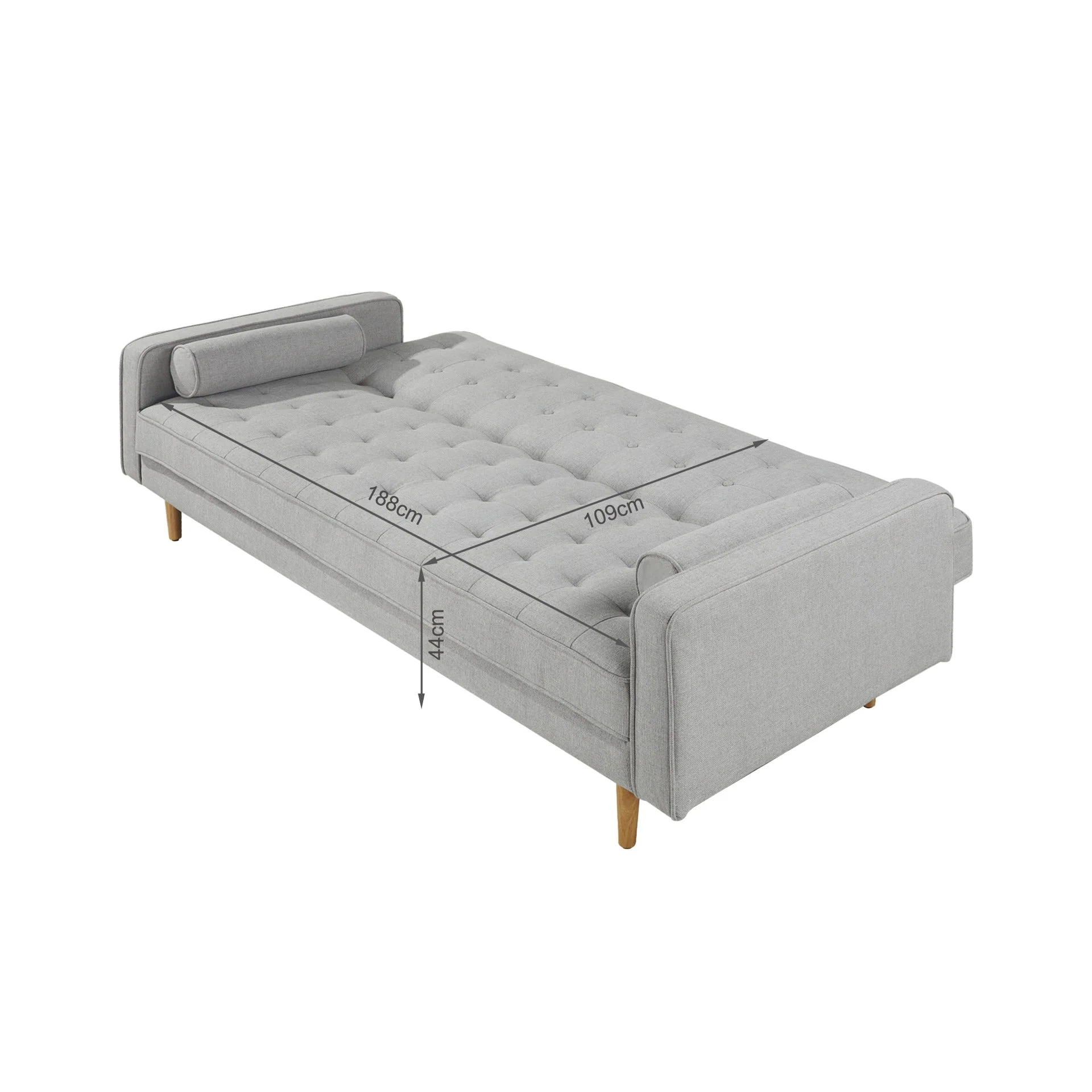 Penzance 3 Seater Sofa Bed - Light Grey - Image 11