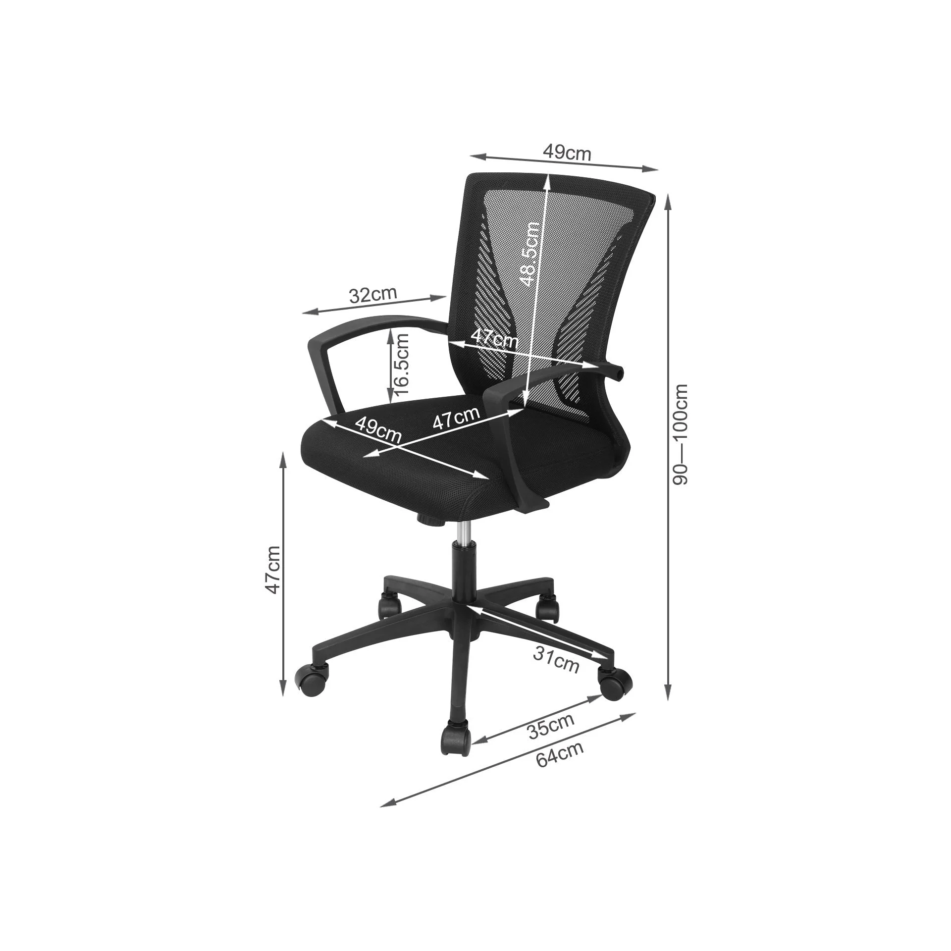 Perry Office Chair - Black - Image 12