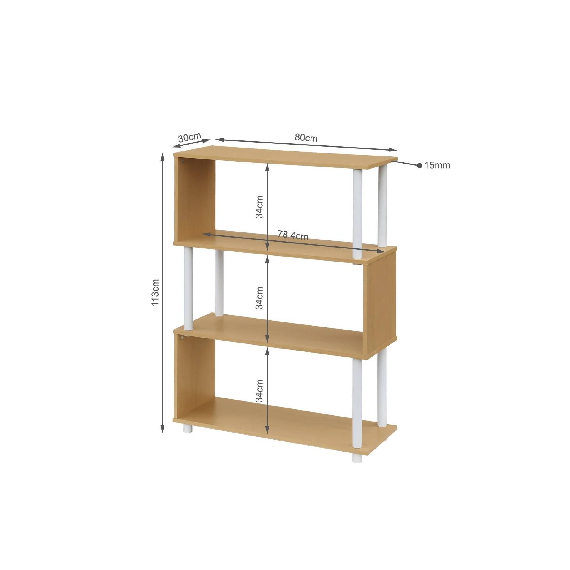 Petone 4 Tier Flexi Storage Rack - Maple + White - Image 8