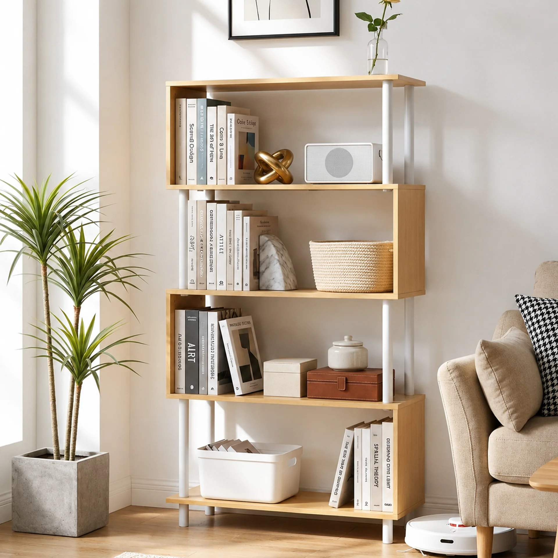 Petone 5 Tier Flexi Storage Rack - Maple + White