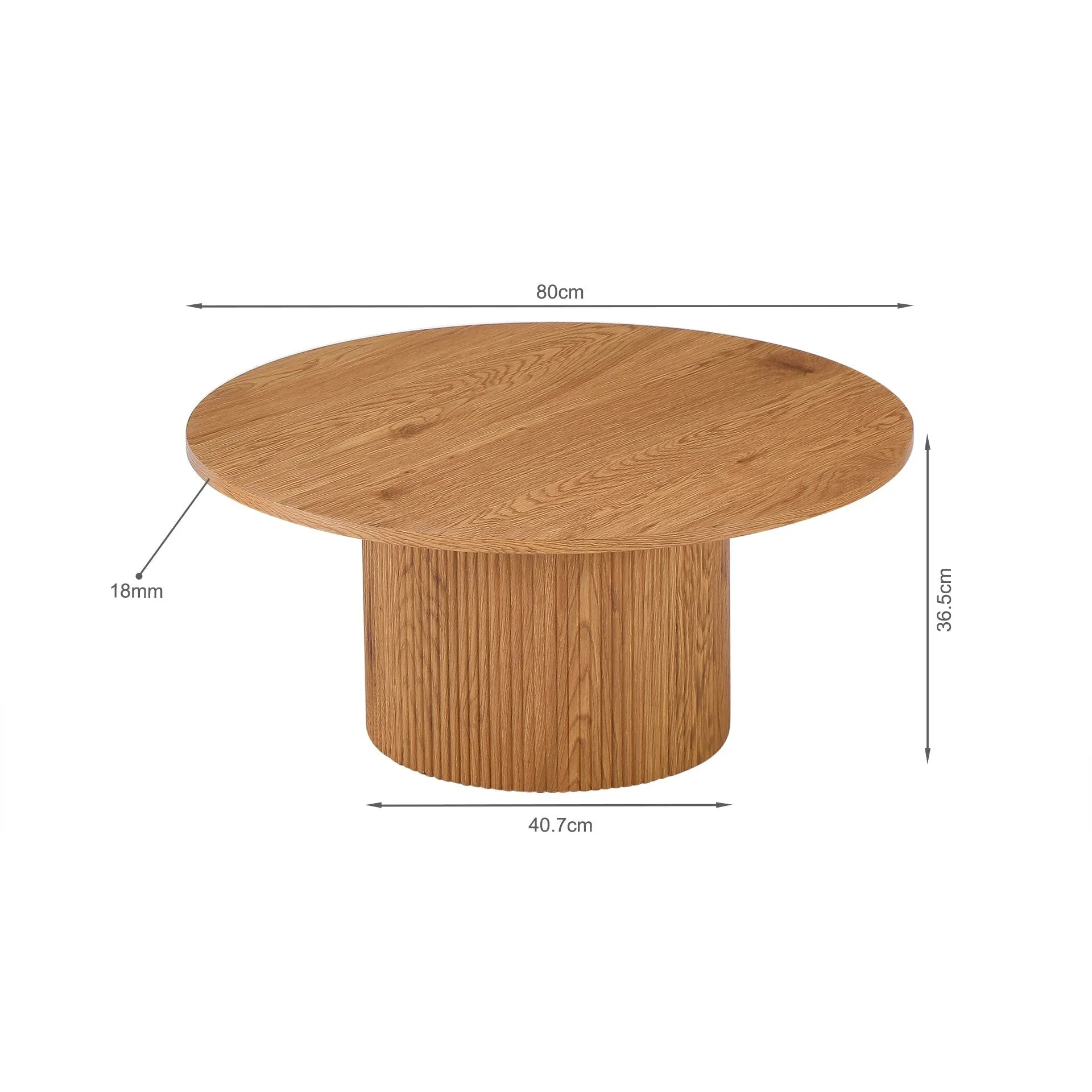 Peyton Round Coffee Table 80cm - Oak - Image 8