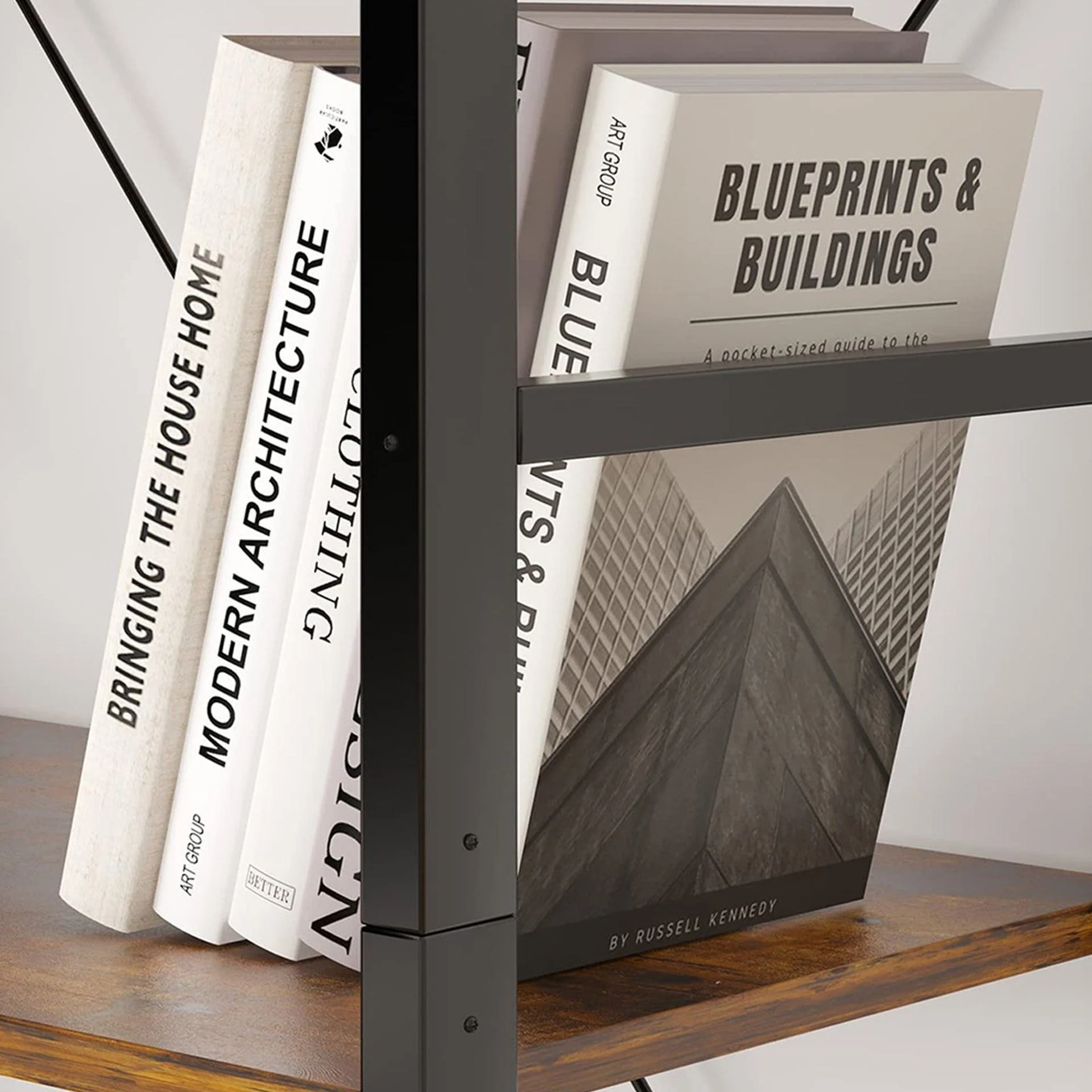 Poroti 4 Tier Bookshelf Storage Shelf - Rustic Brown - Image 6