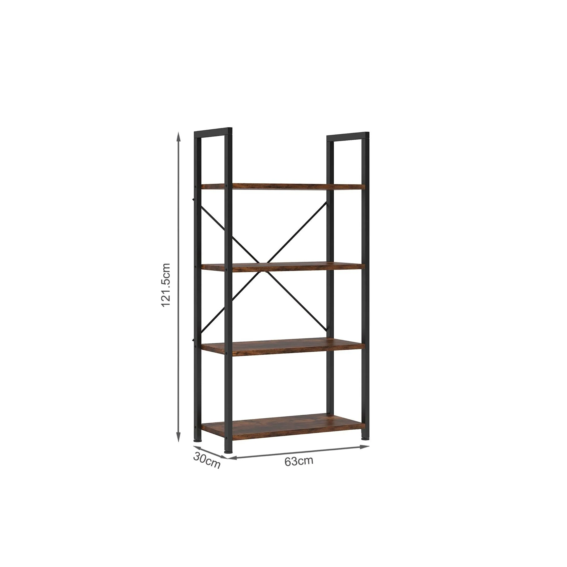 Poroti 4 Tier Bookshelf Storage Shelf - Rustic Brown - Image 8