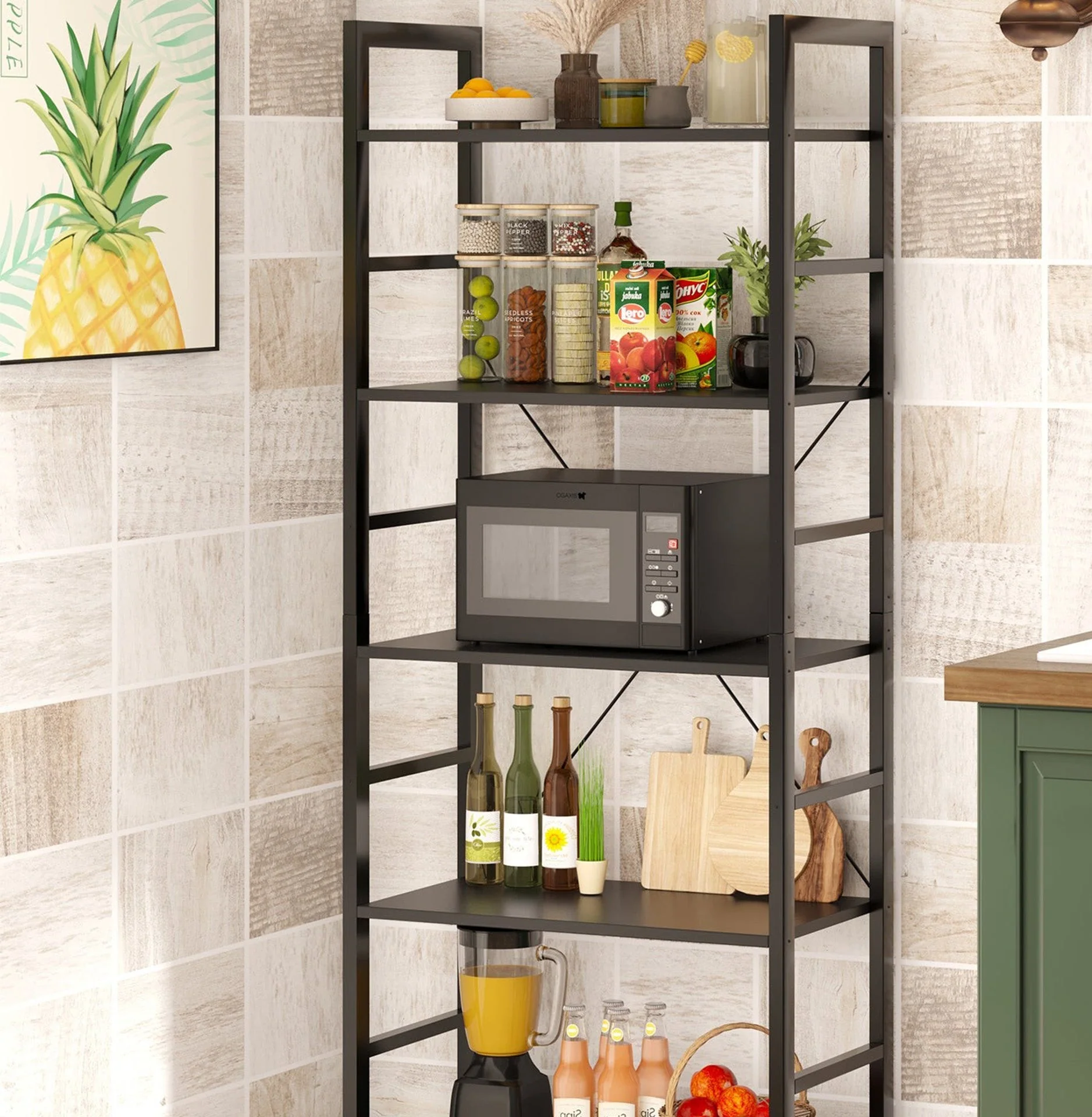 Poroti 5 Tier Bookshelf Storage Shelf - Black - Image 5
