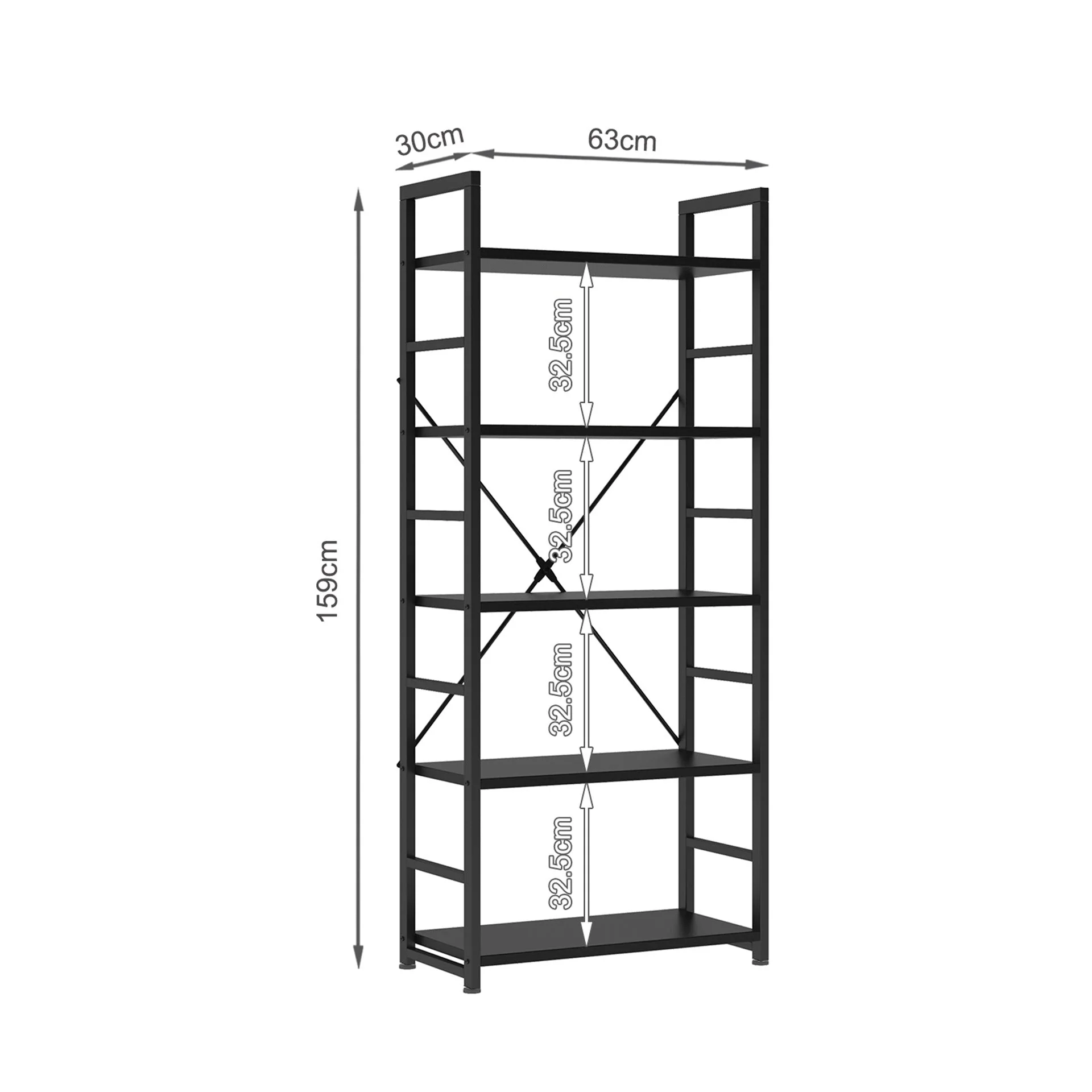 Poroti 5 Tier Bookshelf Storage Shelf - Black - Image 9