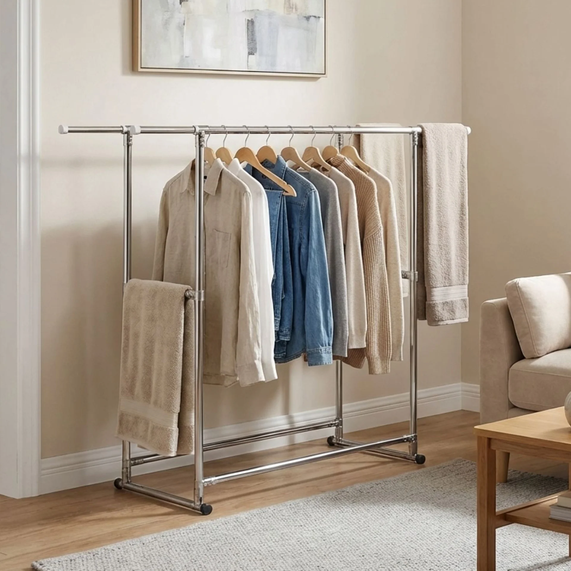 Portable Adjustable Clothes Rack - Double