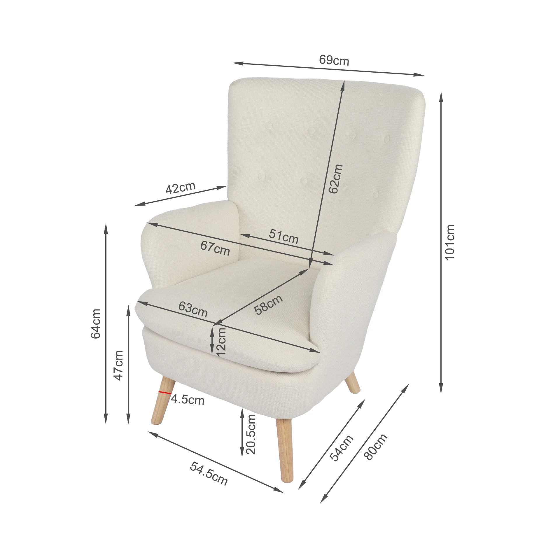 Puff Linen Armchair - White - Image 13