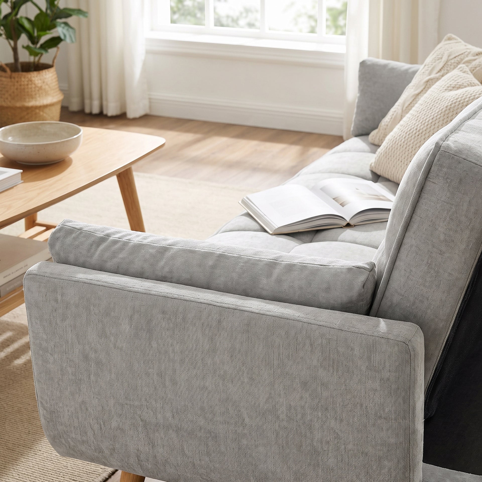 Puna 3 Seater Sofa Bed - Grey - Image 6